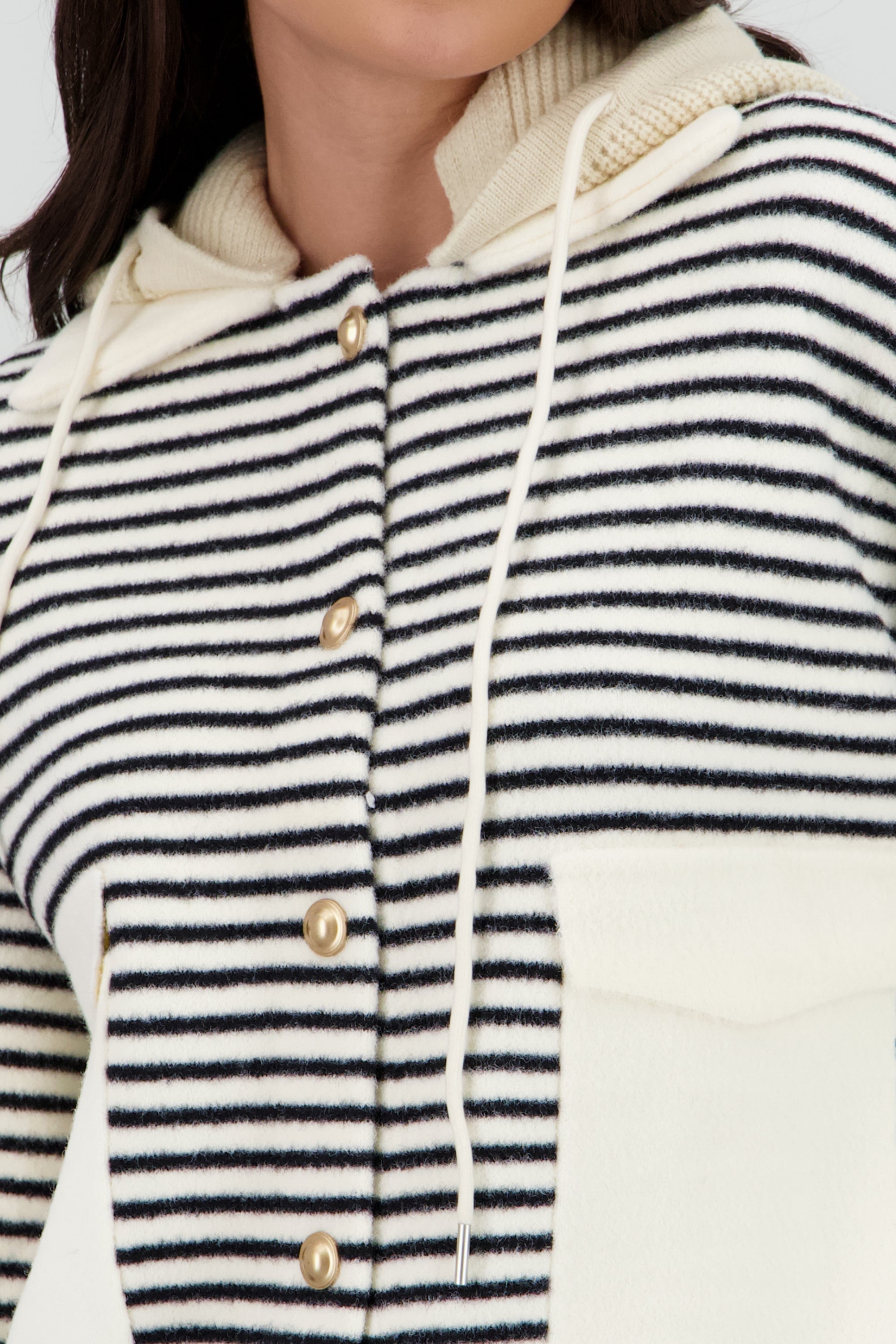 Cardigan rayas detalle contraste bolsas KHAKI COMBO