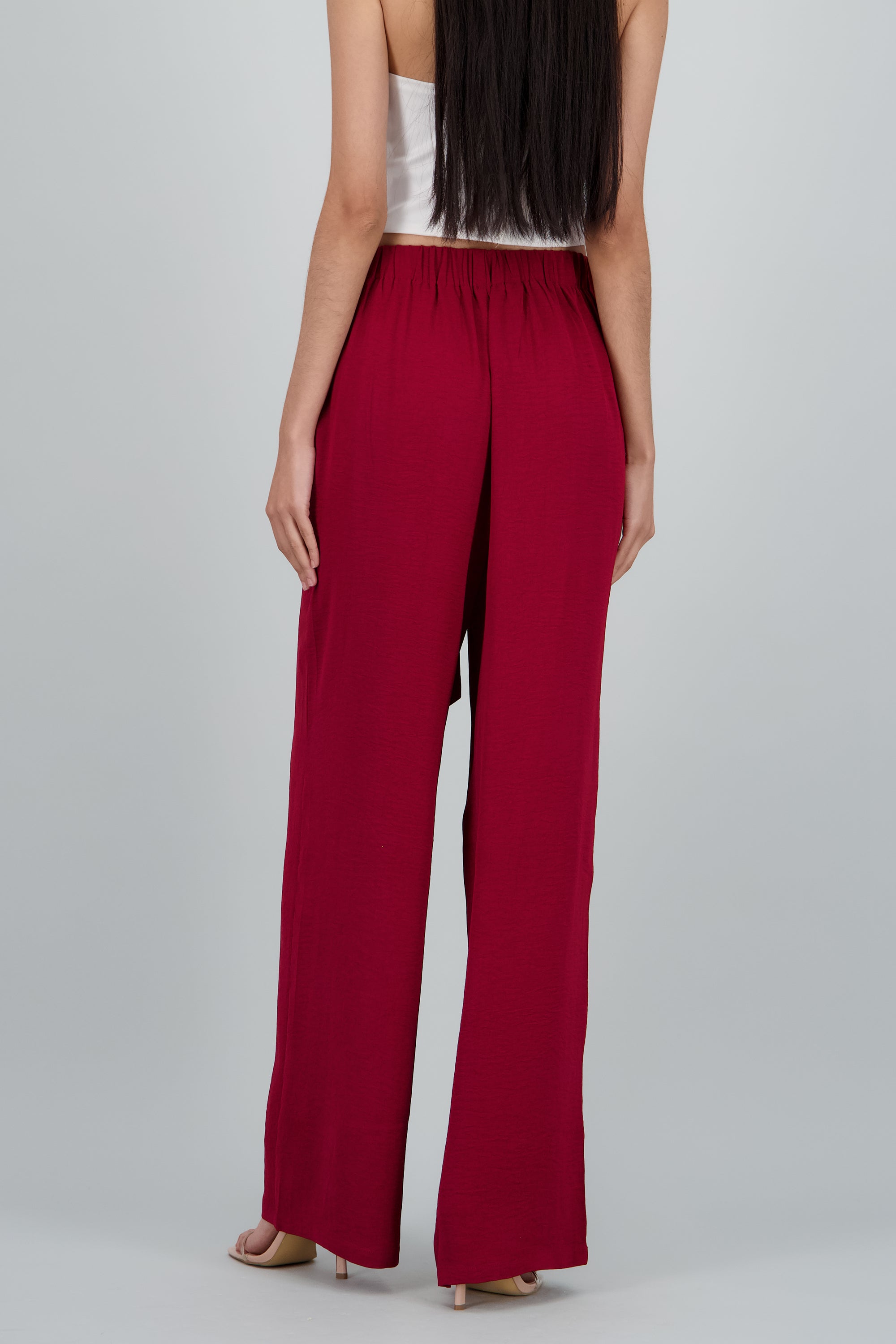 Pantalon amplio detalle amarre CIRUELA