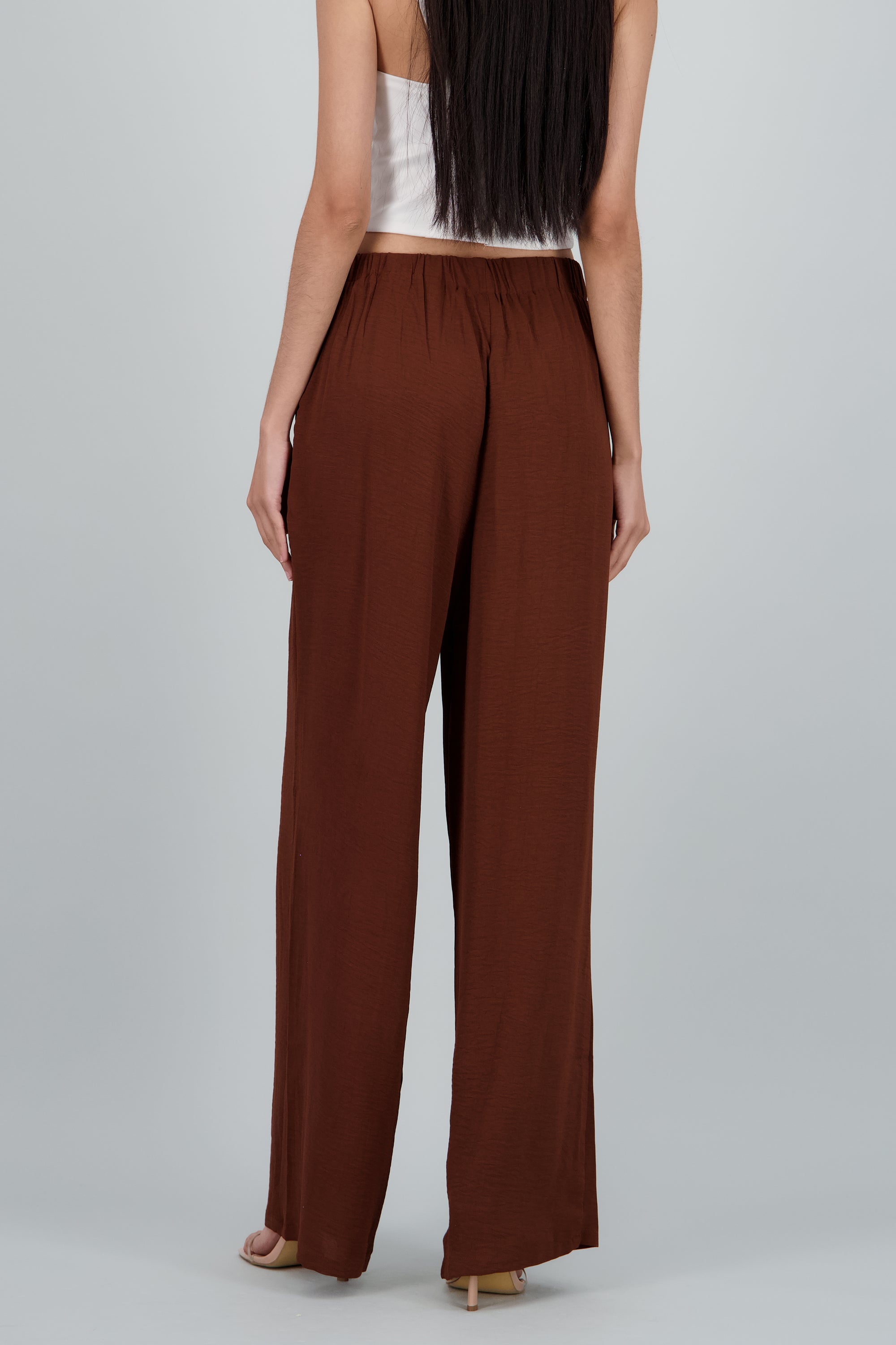 Pantalon amplio detalle amarre CHOCOLATE