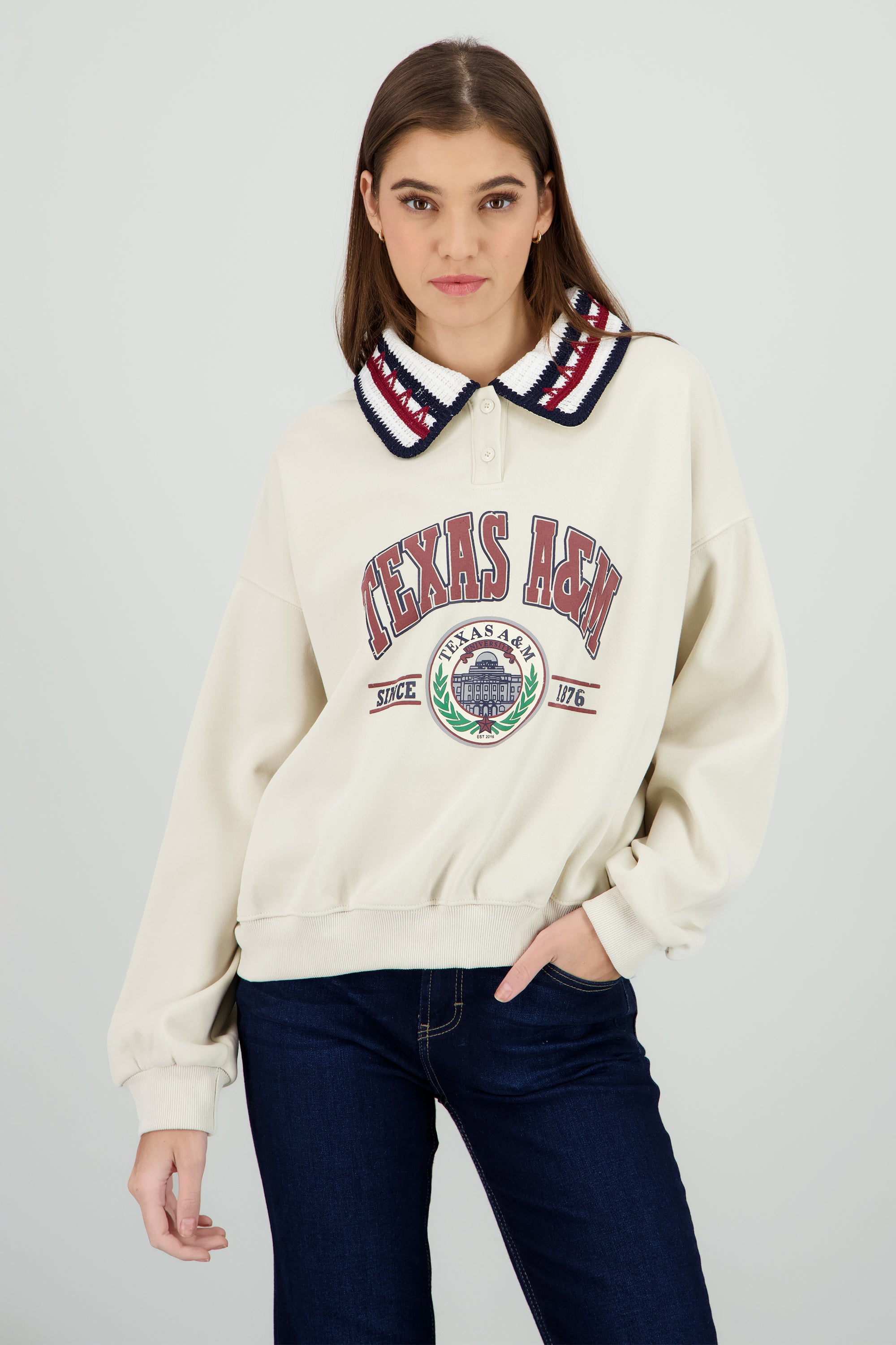 Sudadera polo estampado texas BEIGE