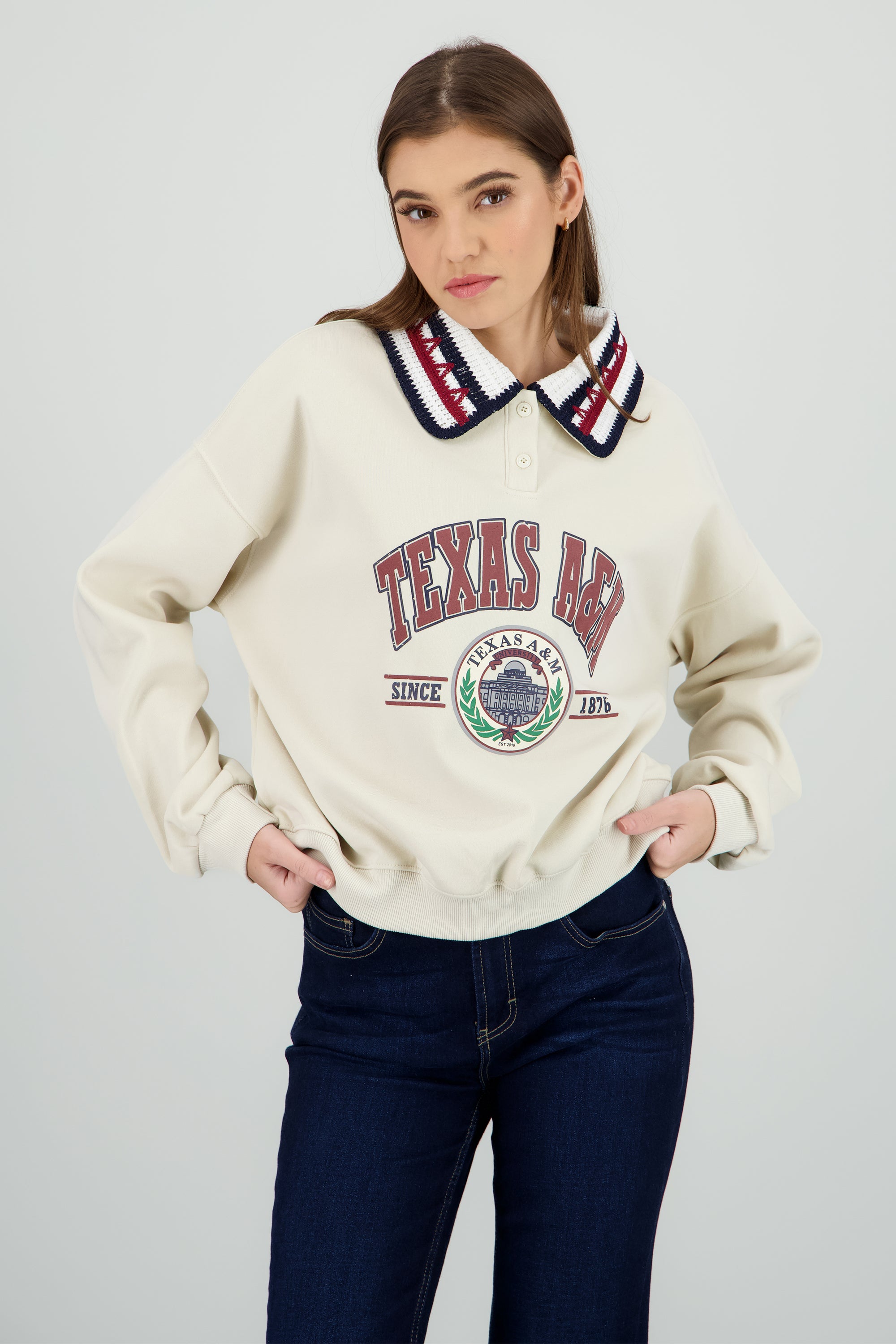 Sudadera polo estampado texas BEIGE