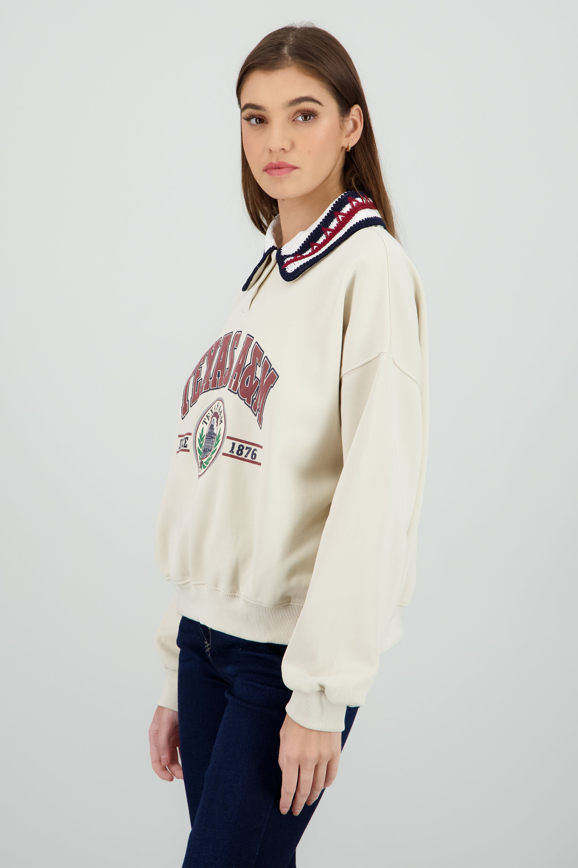 Sudadera polo estampado texas BEIGE