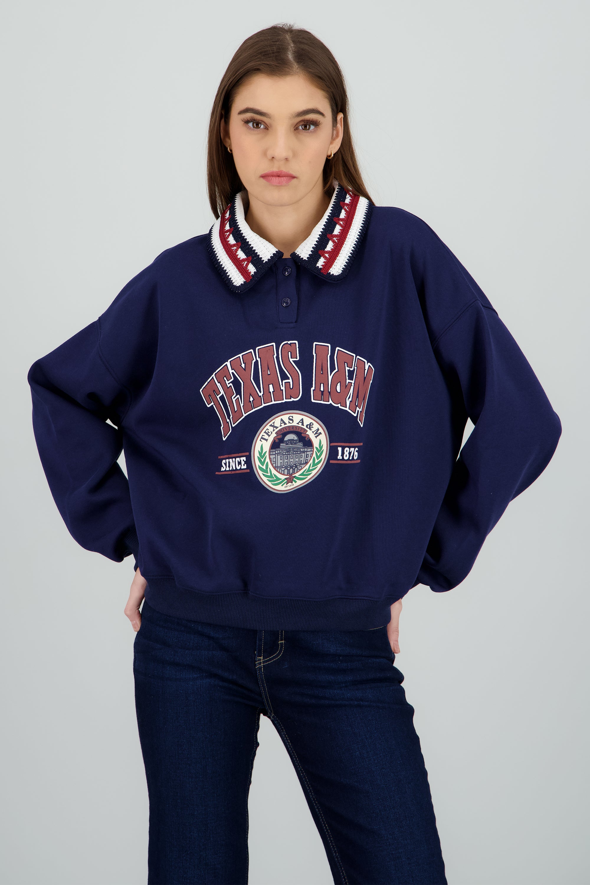Sudadera polo estampado texas MARINO