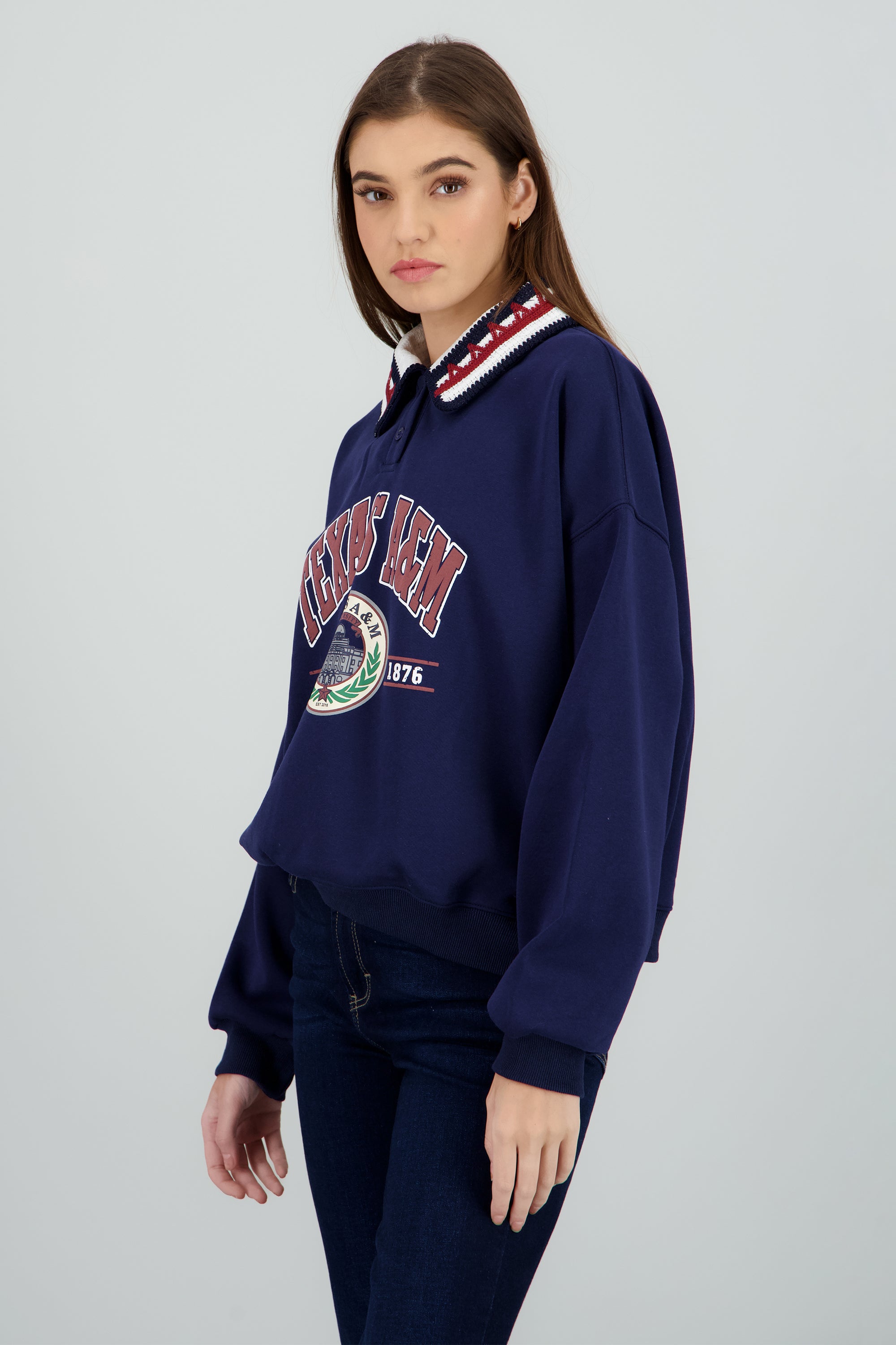 Sudadera polo estampado texas MARINO