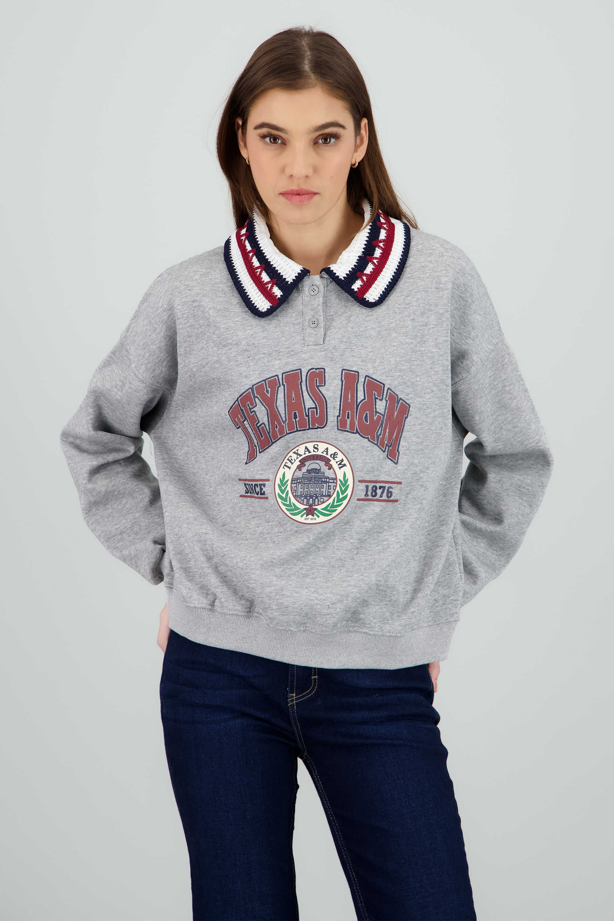 Sudadera polo estampado texas GRIS