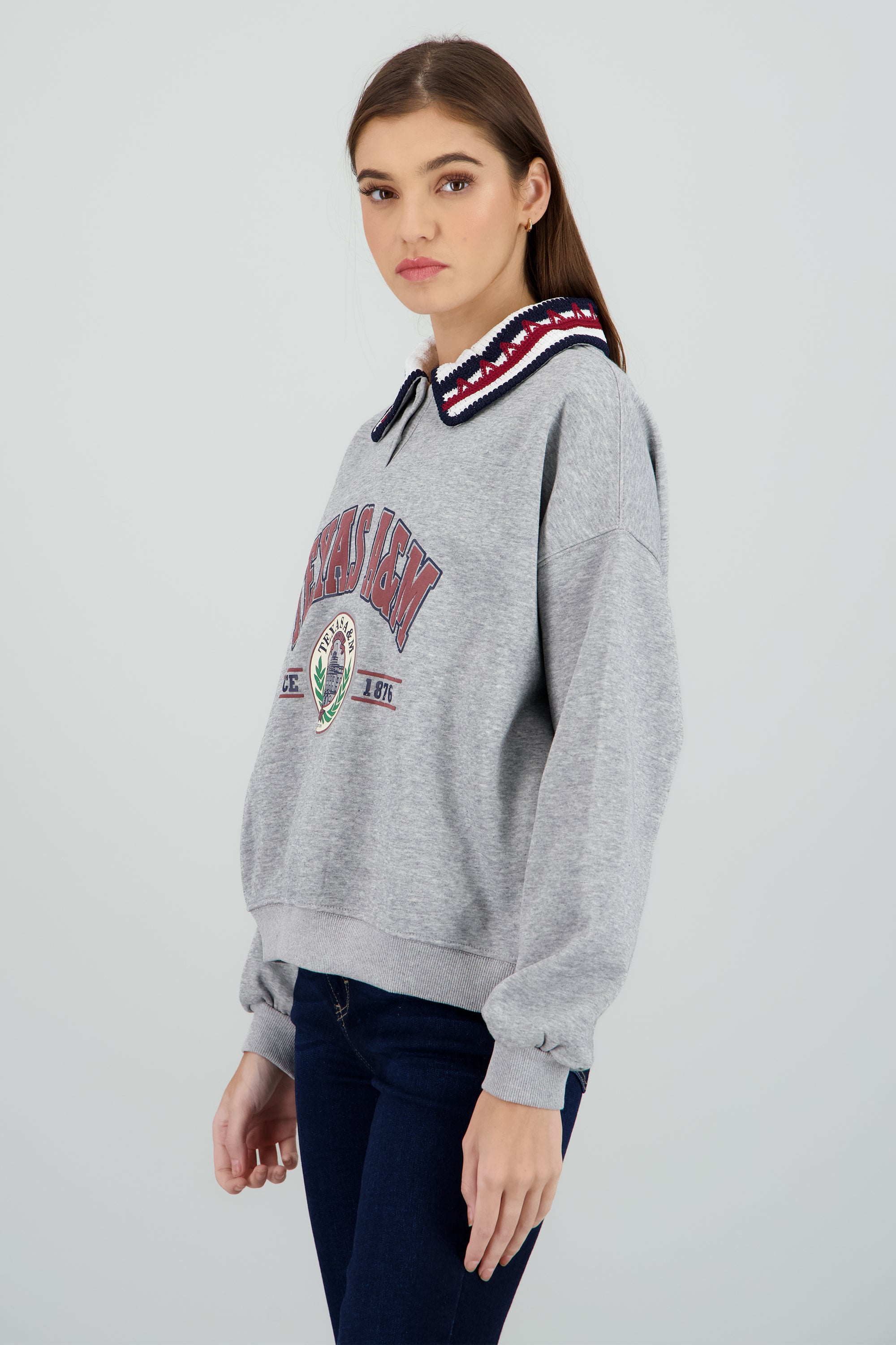 Sudadera polo estampado texas GRIS
