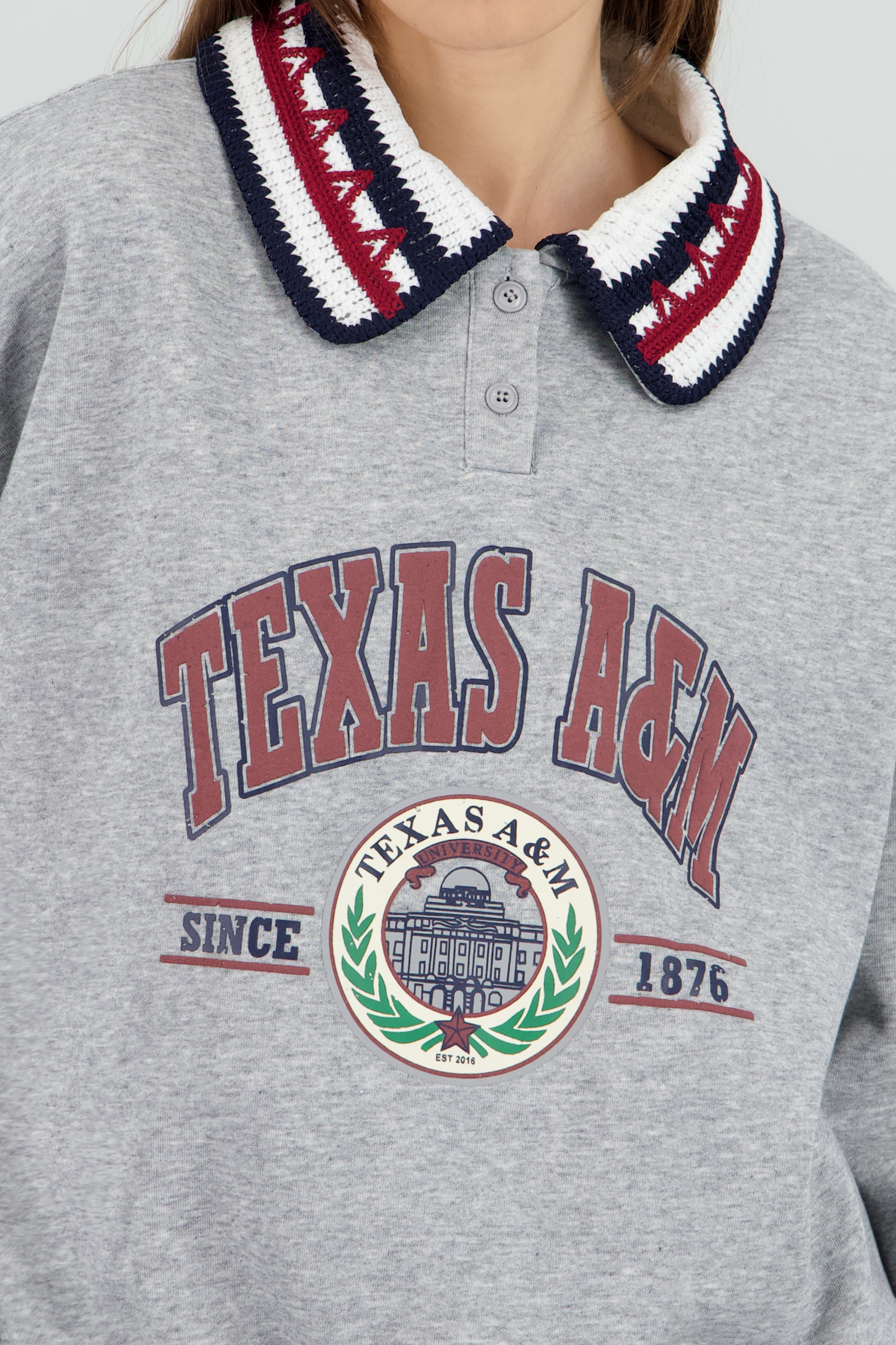 Sudadera polo estampado texas GRIS