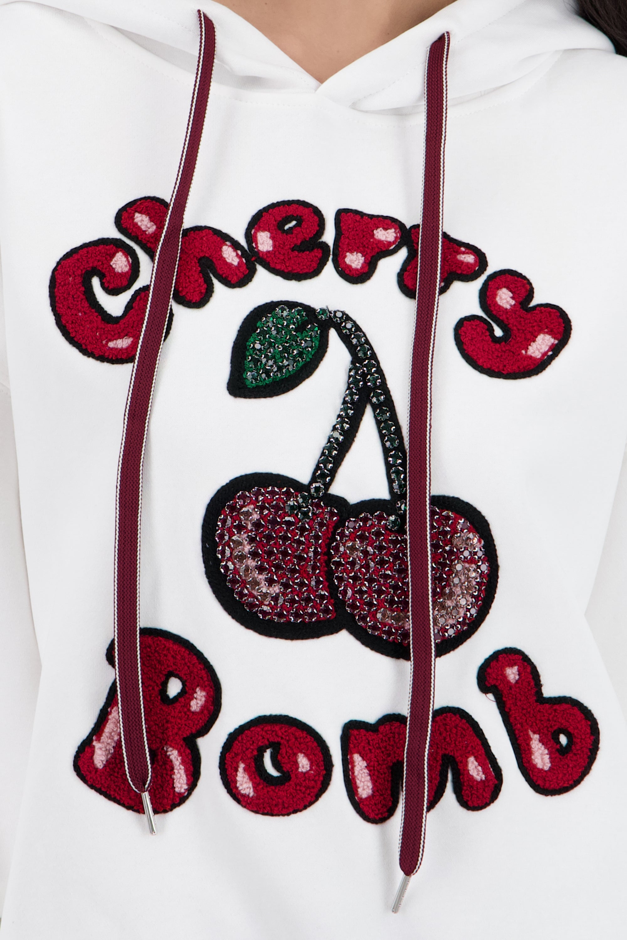 Sudadera con gorro estampado cherry BLANCO