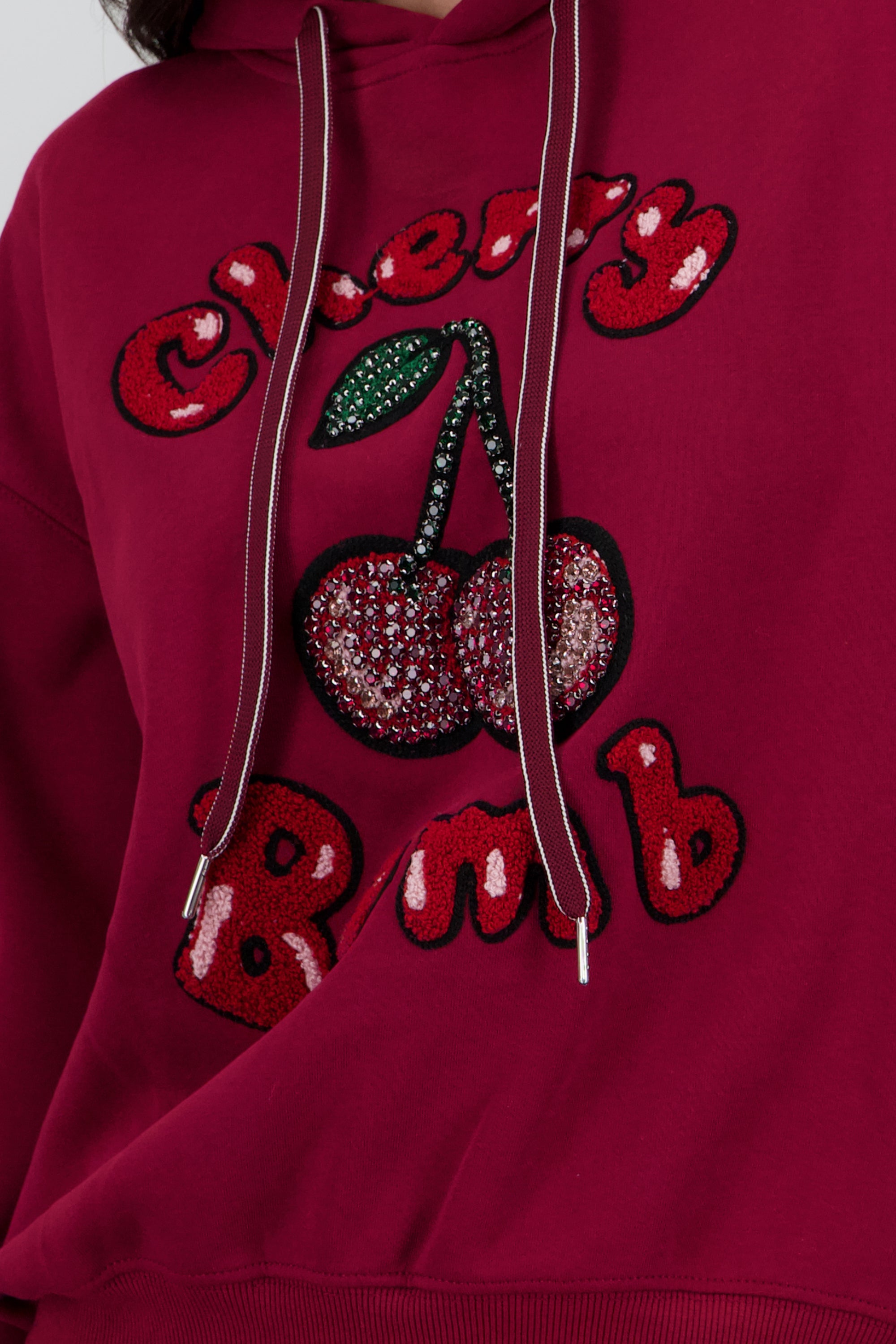Sudadera con gorro estampado cherry CIRUELA