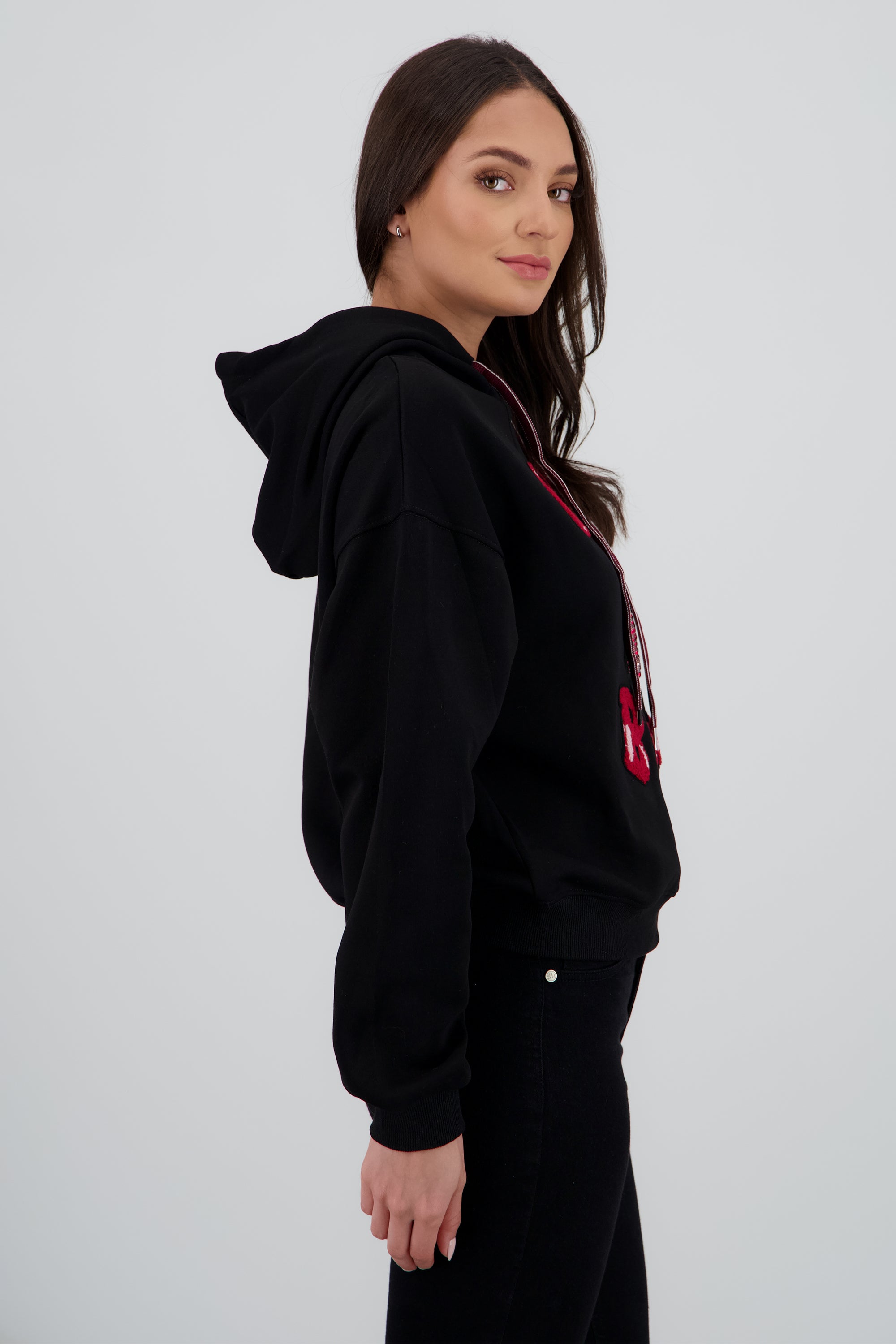 Sudadera con gorro estampado cherry NEGRO