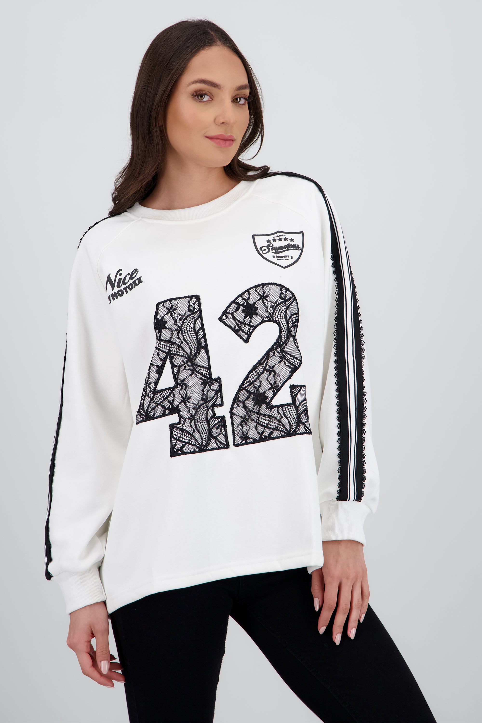 Sudadera numero encaje contrastes BLANCO