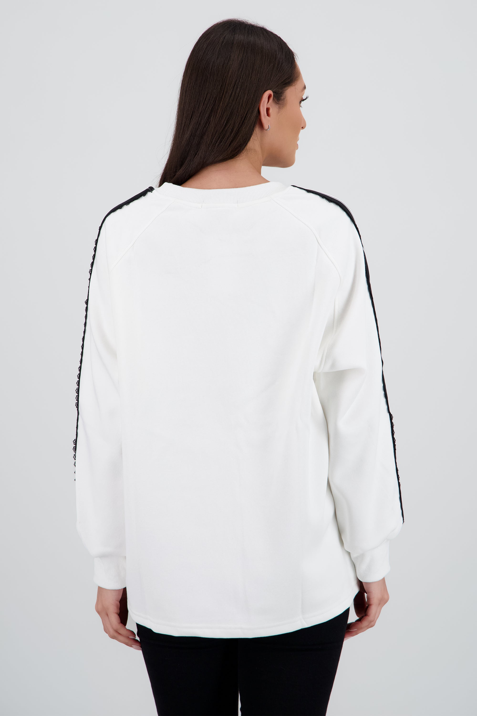 Sudadera numero encaje contrastes BLANCO