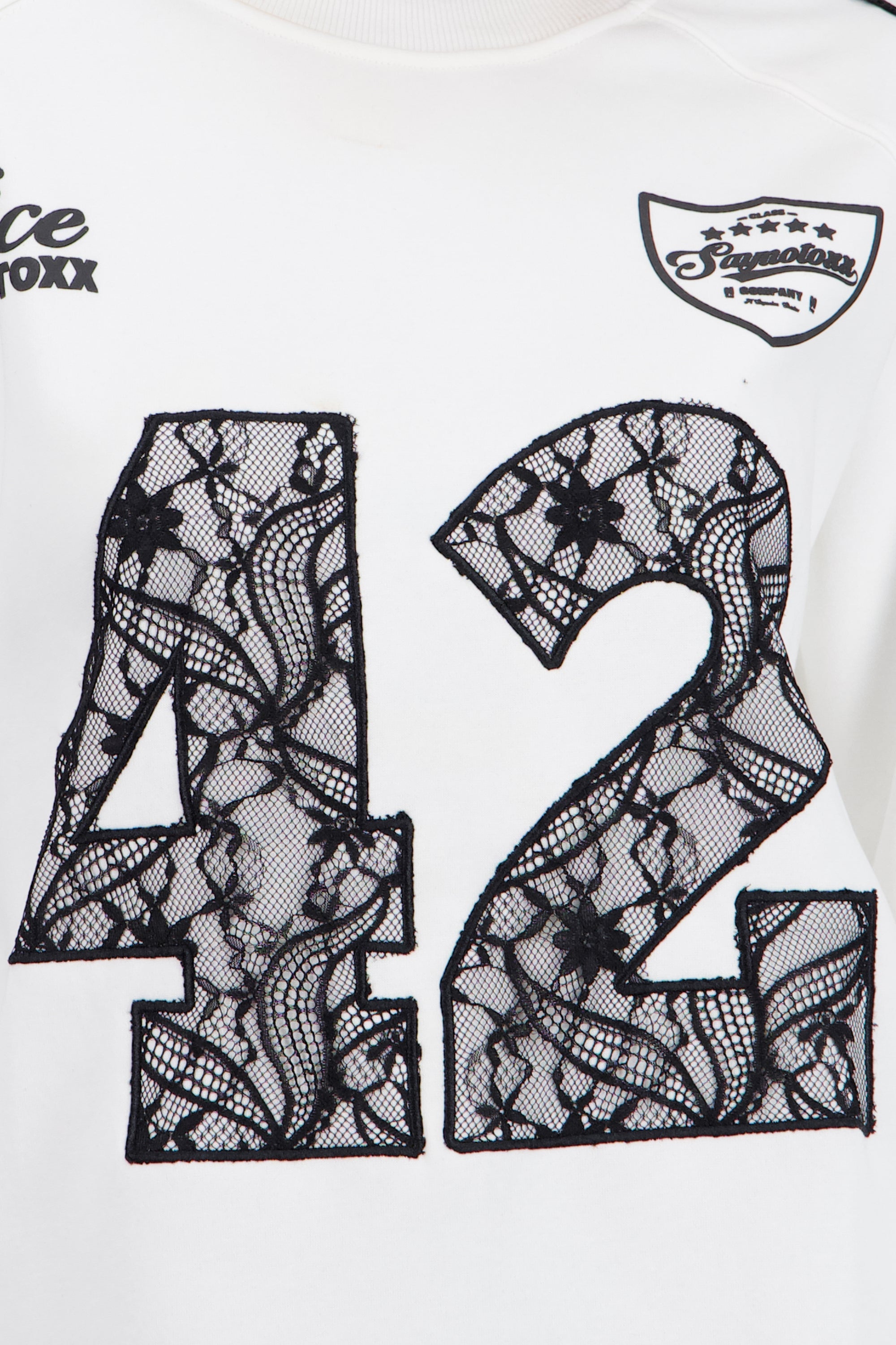 Sudadera numero encaje contrastes BLANCO