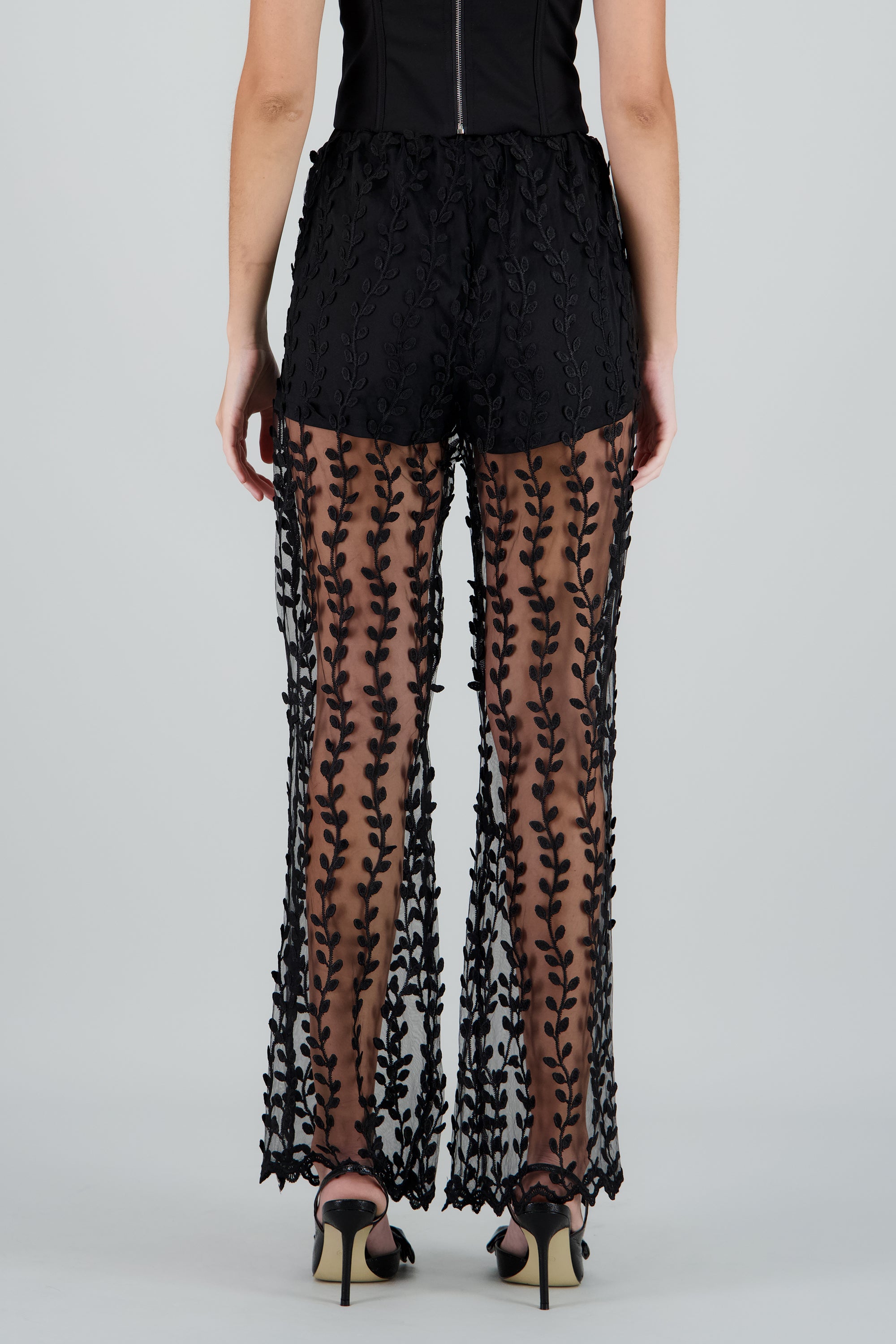 Pantalon transparencia con short NEGRO
