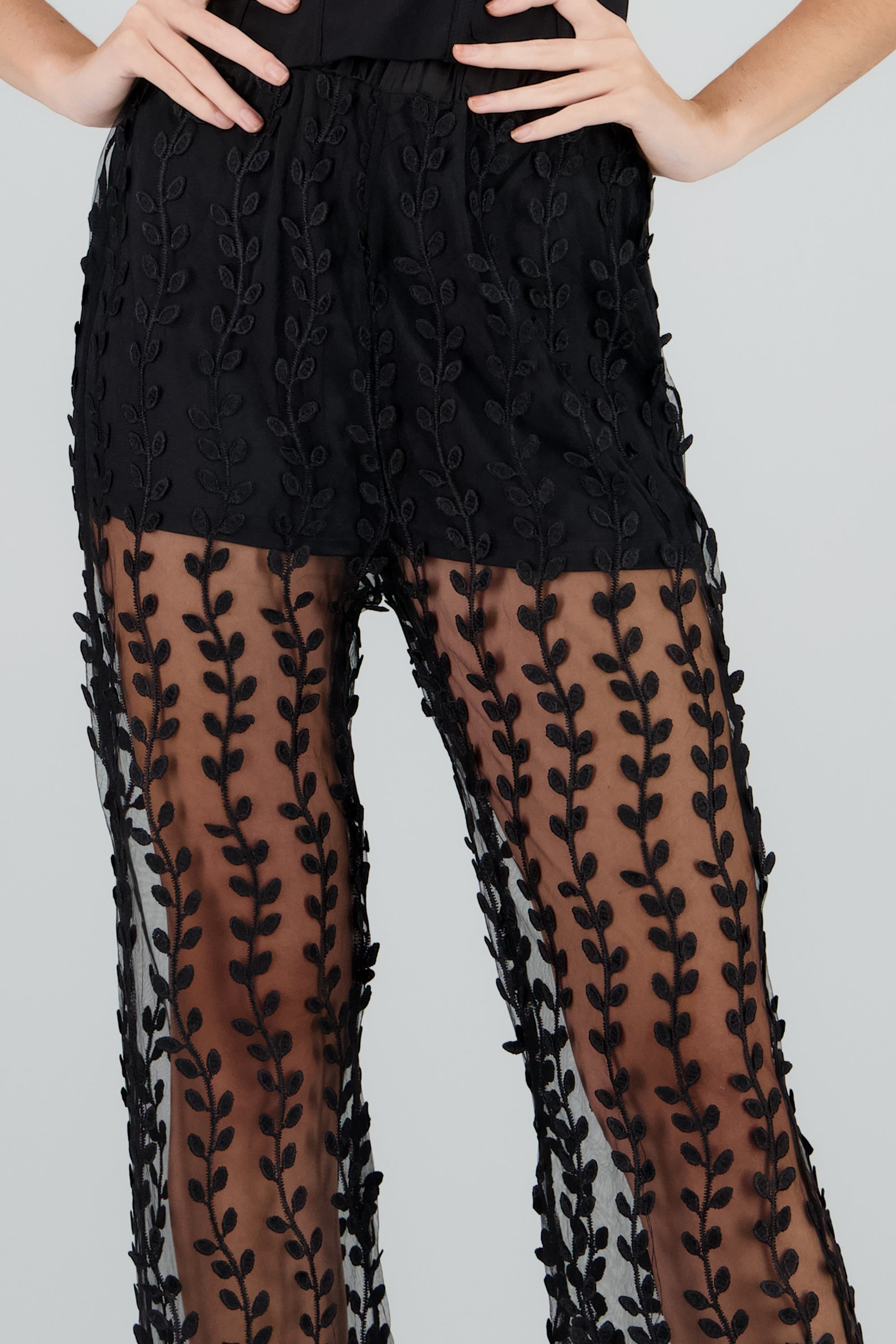 Pantalon transparencia con short NEGRO