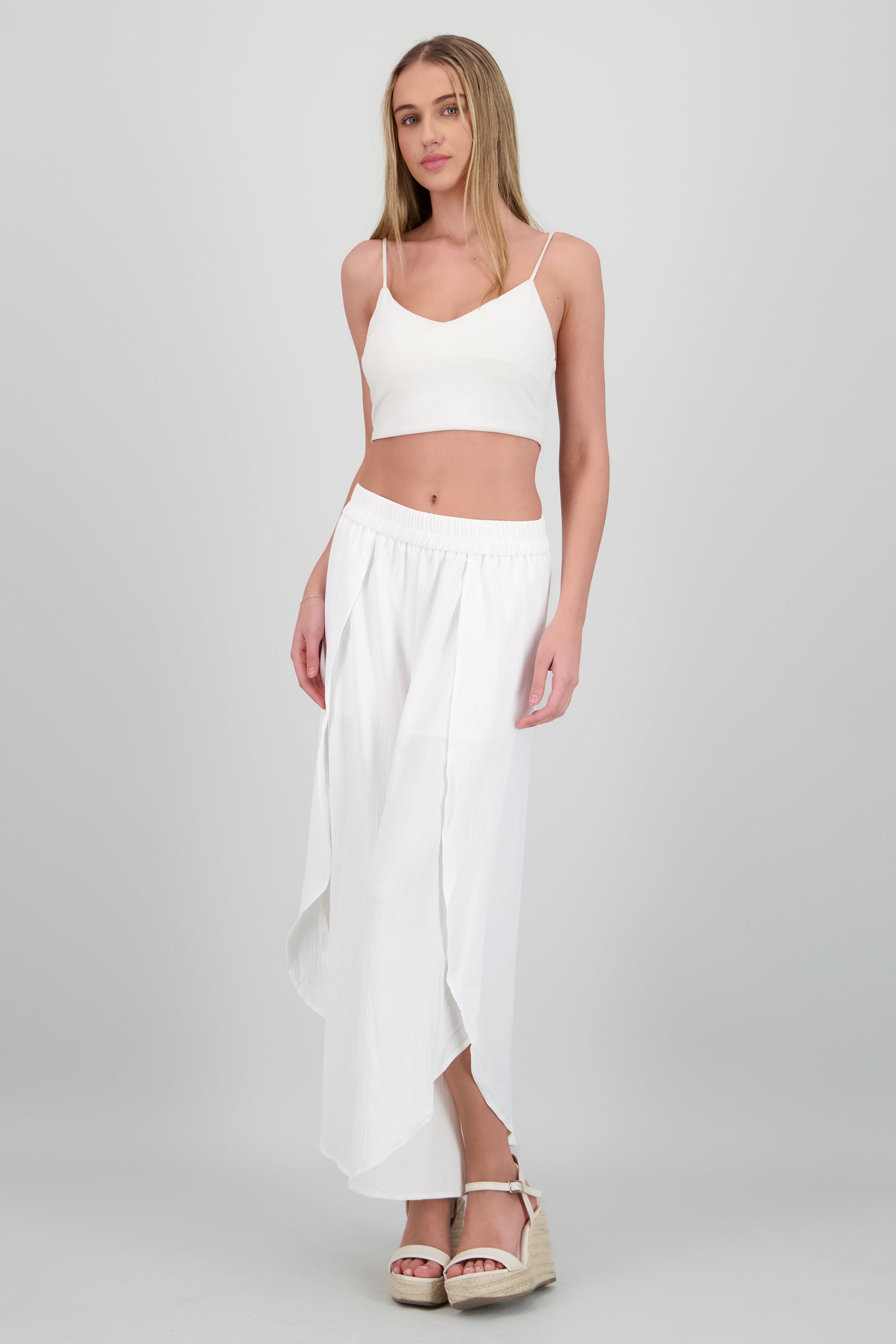 Pantalon fluido abertura pierna BLANCO