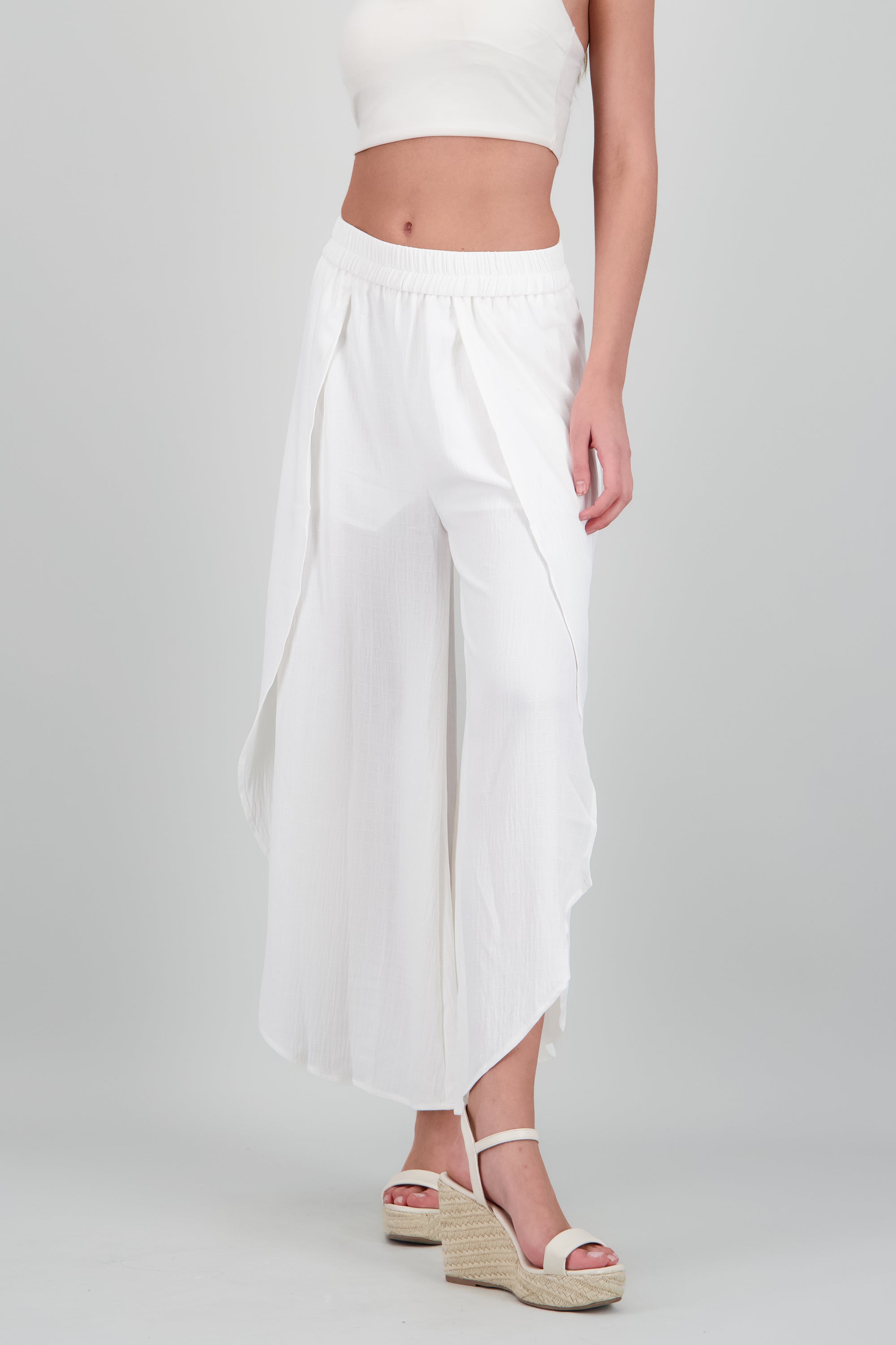 Pantalon fluido abertura pierna BLANCO