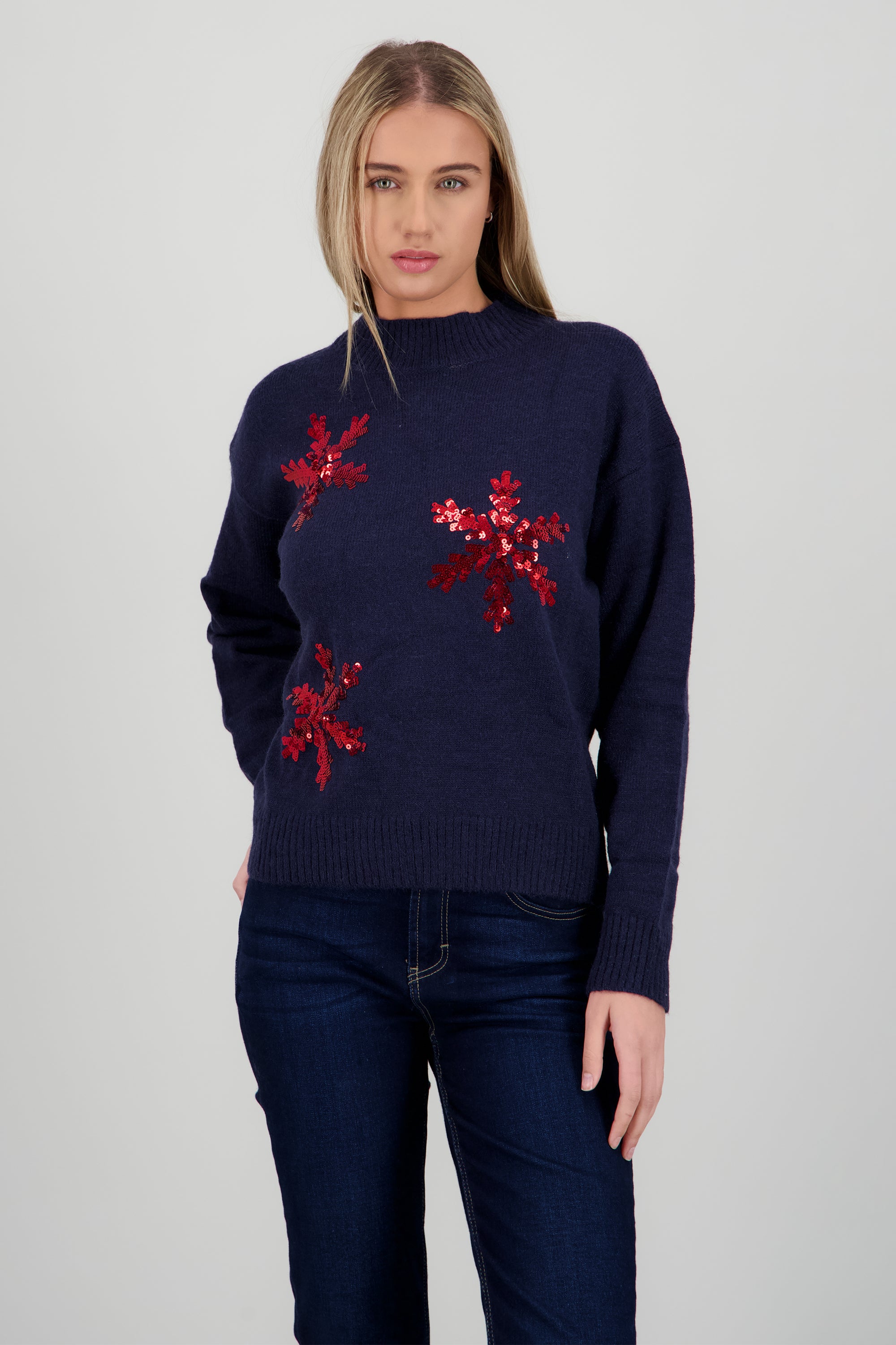 Sueter de navidad copos brillantes MARINO COMBO