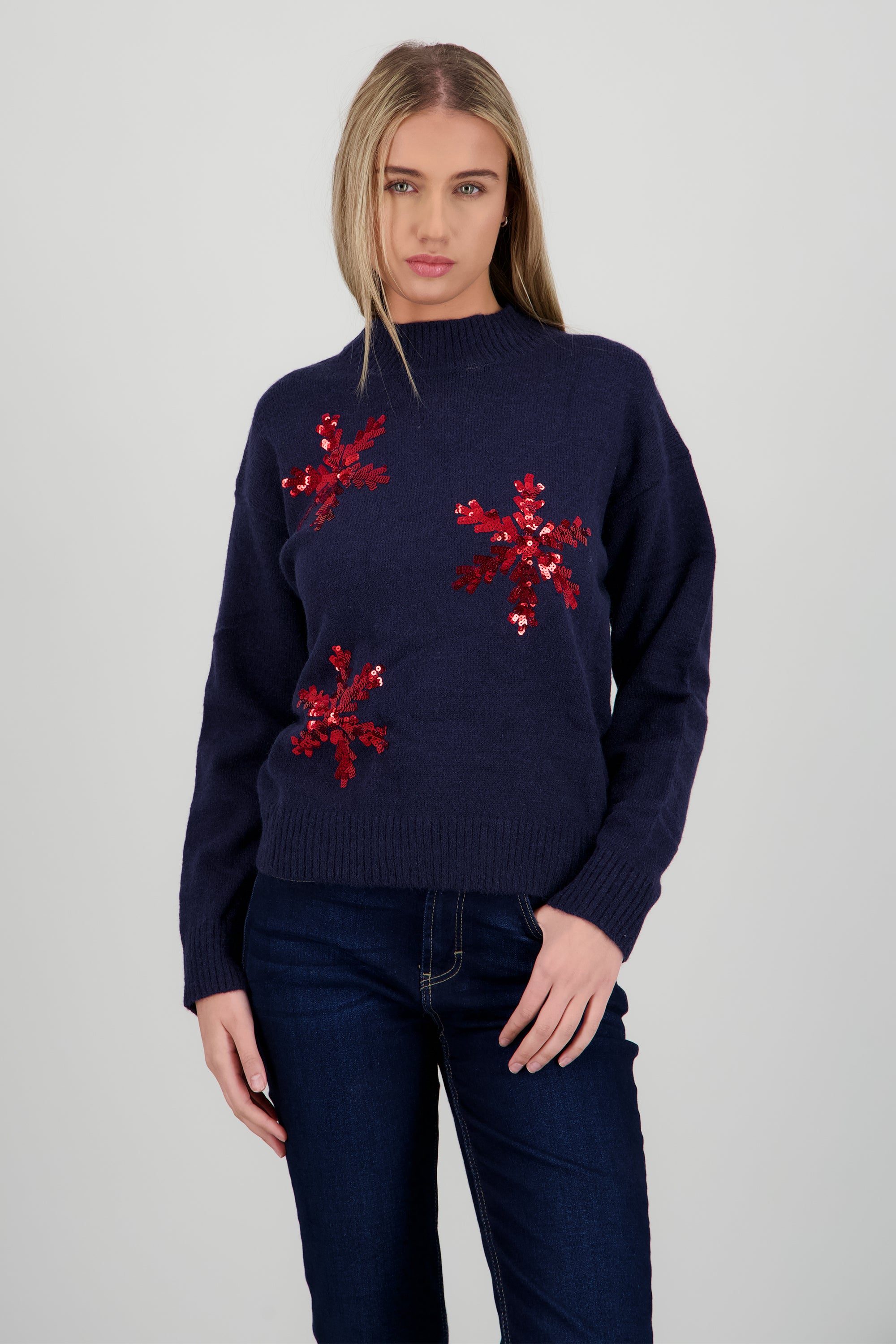 Sueter de navidad copos brillantes MARINO COMBO