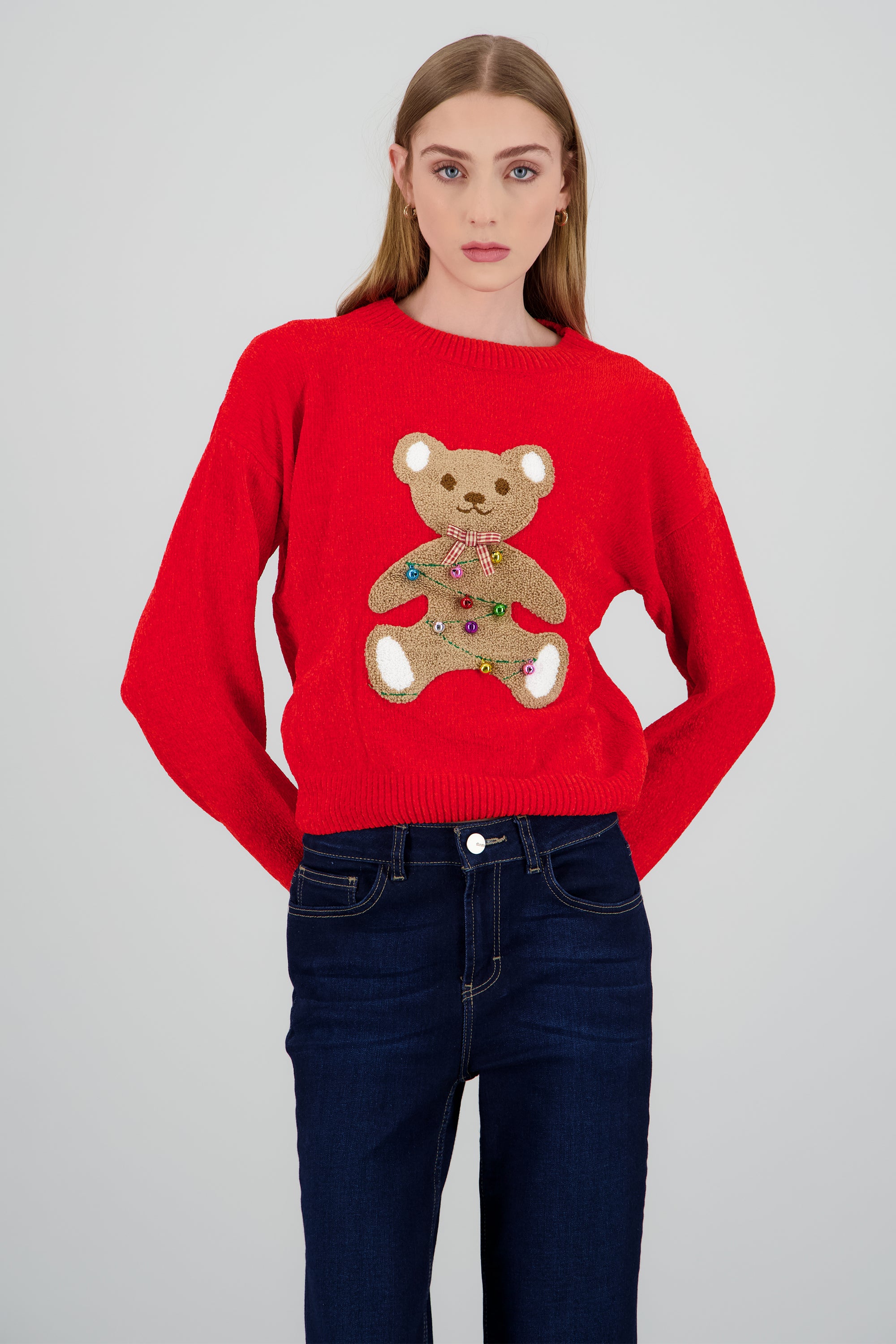 Sueter navidad oso esferas ROJO COMBO