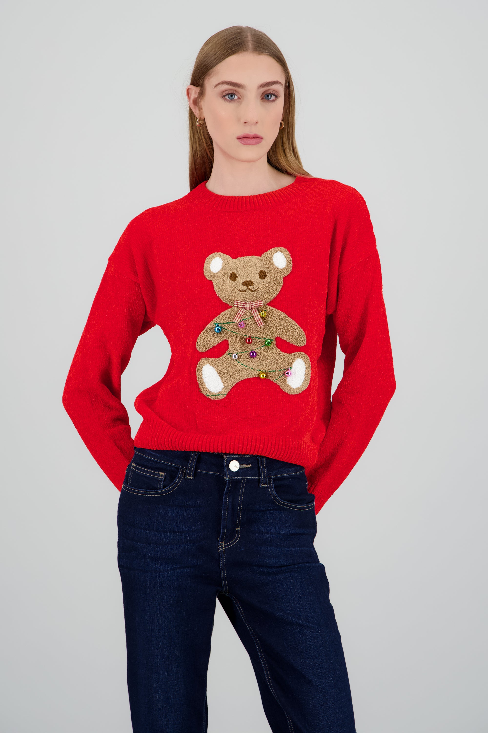 Sueter navidad oso esferas ROJO COMBO