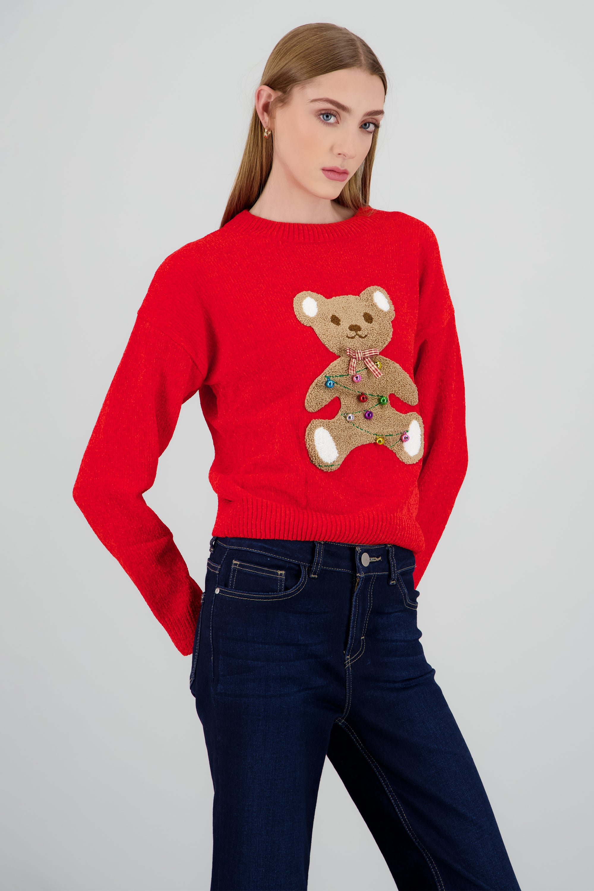 Sueter navidad oso esferas ROJO COMBO