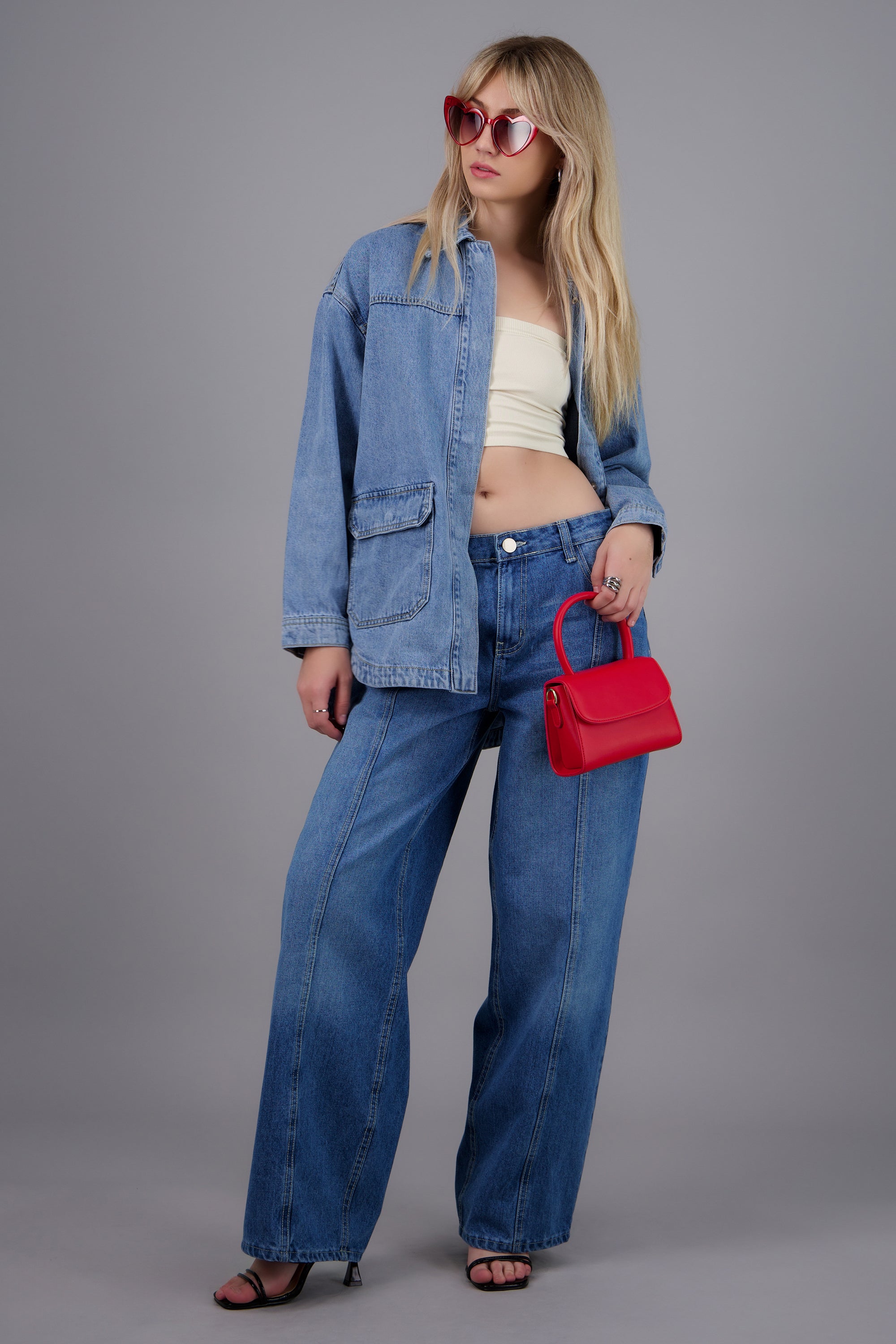 Chamarra oversize bolsas LIGHT WASH