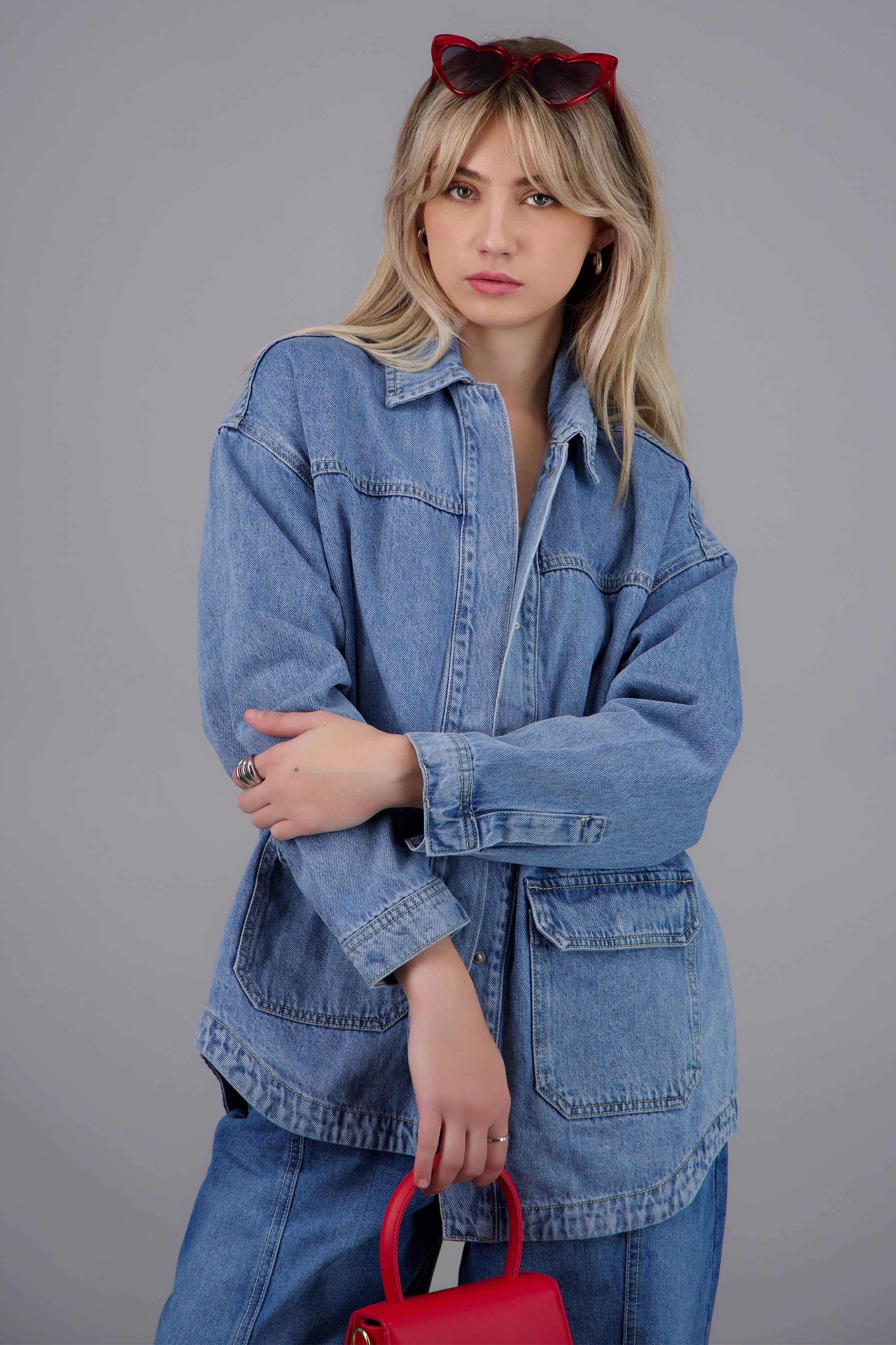 Chamarra oversize bolsas LIGHT WASH