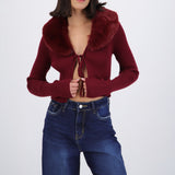 Cardigan detalle pelo cuello