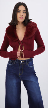 Cardigan detalle pelo cuello