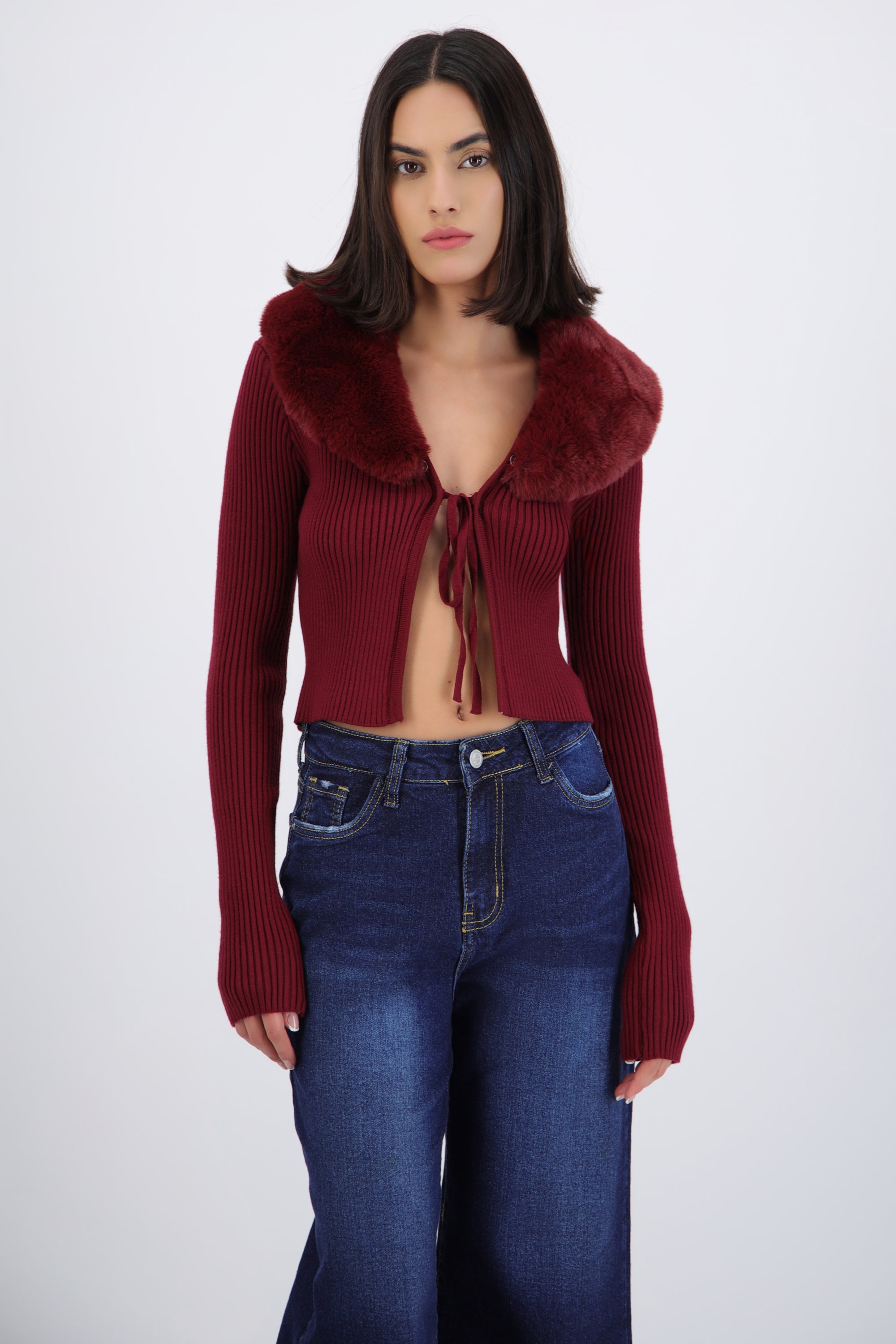 Cardigan detalle pelo cuello