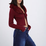 Cardigan detalle pelo cuello