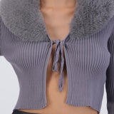 Cardigan detalle pelo cuello