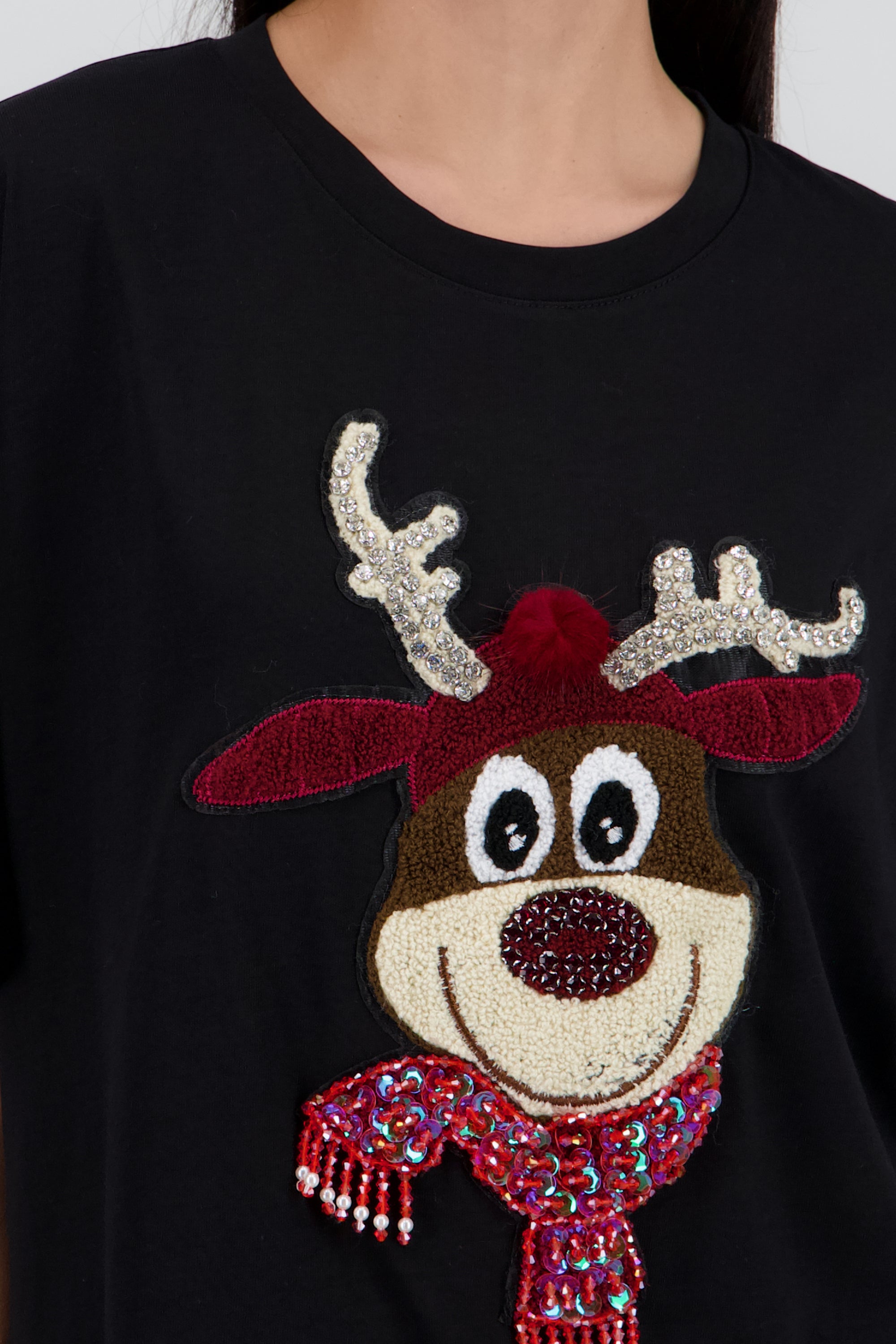 Playera manga corta reno textura NEGRO