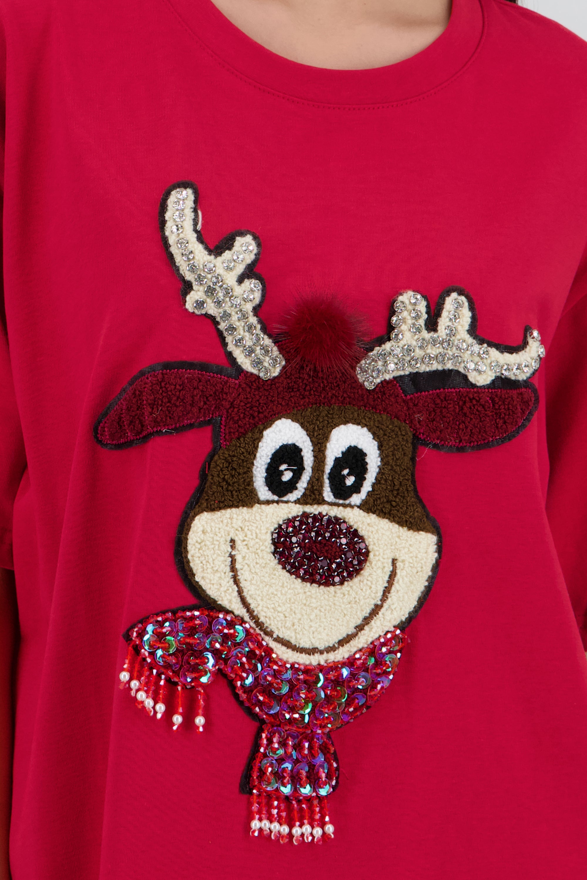 Playera manga corta reno textura ROJO