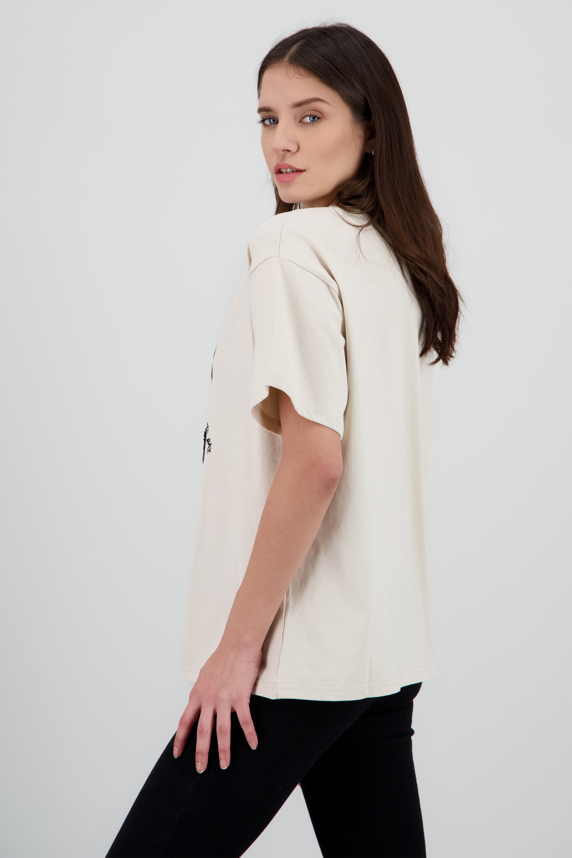 Playera manga corta oso textura BEIGE