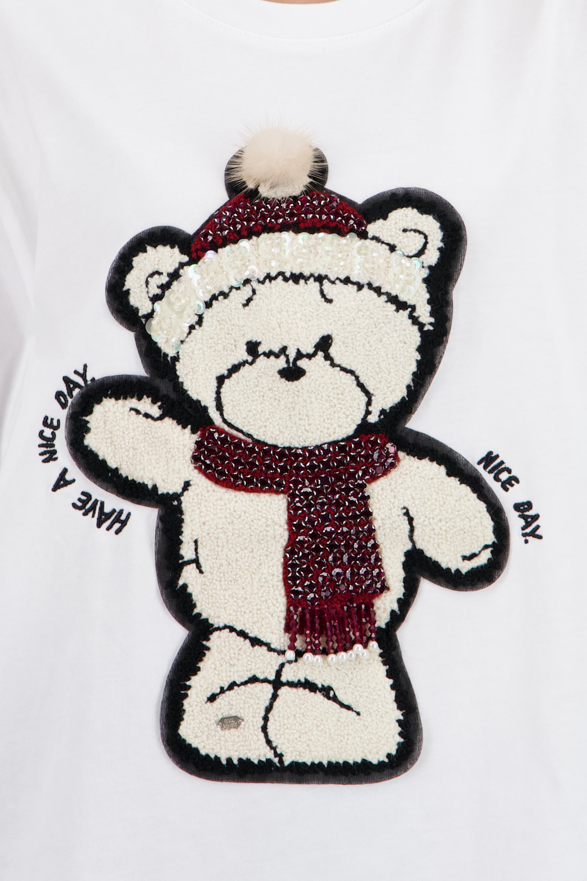 Playera manga corta oso textura BLANCO
