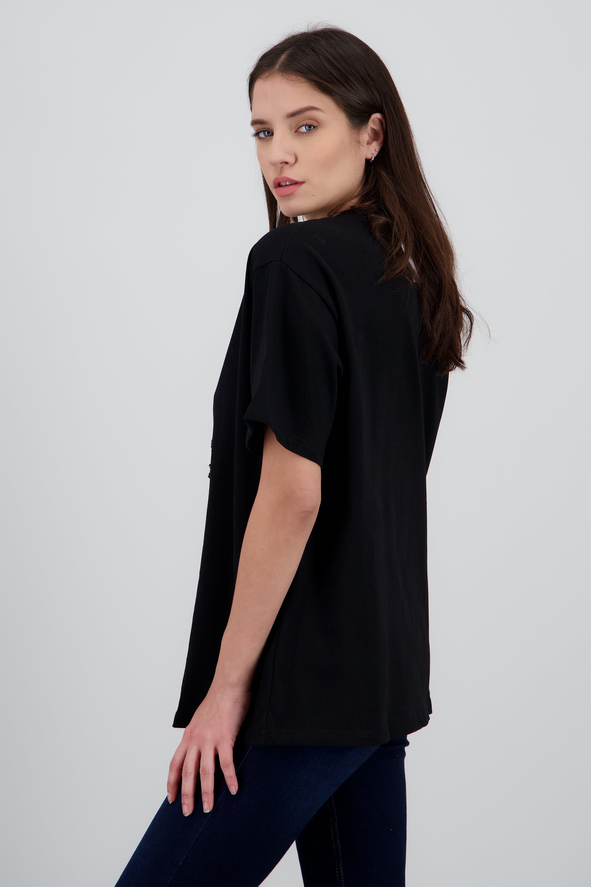 Playera manga corta oso textura NEGRO