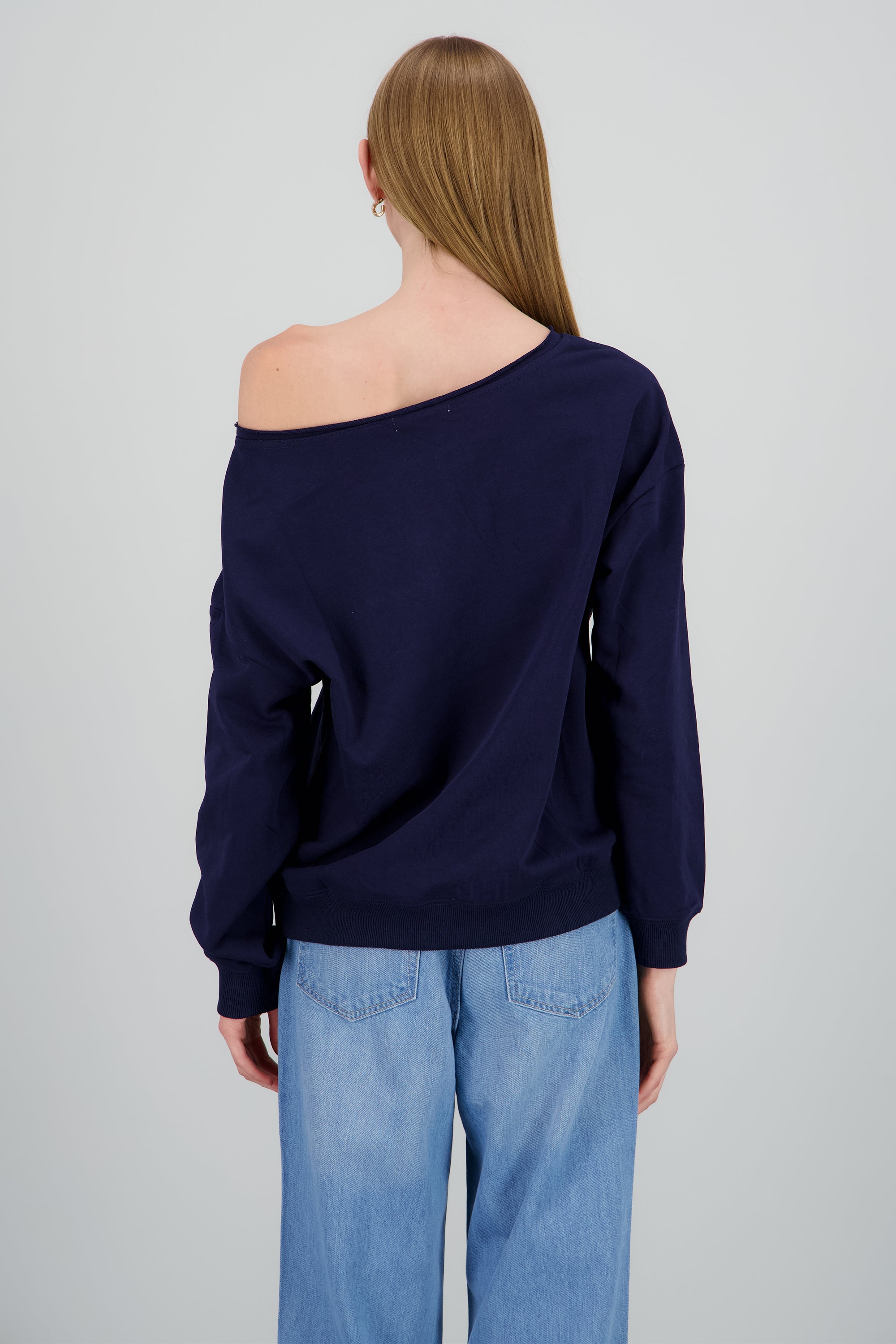 Sudadera one shoulder con bordado MARINO