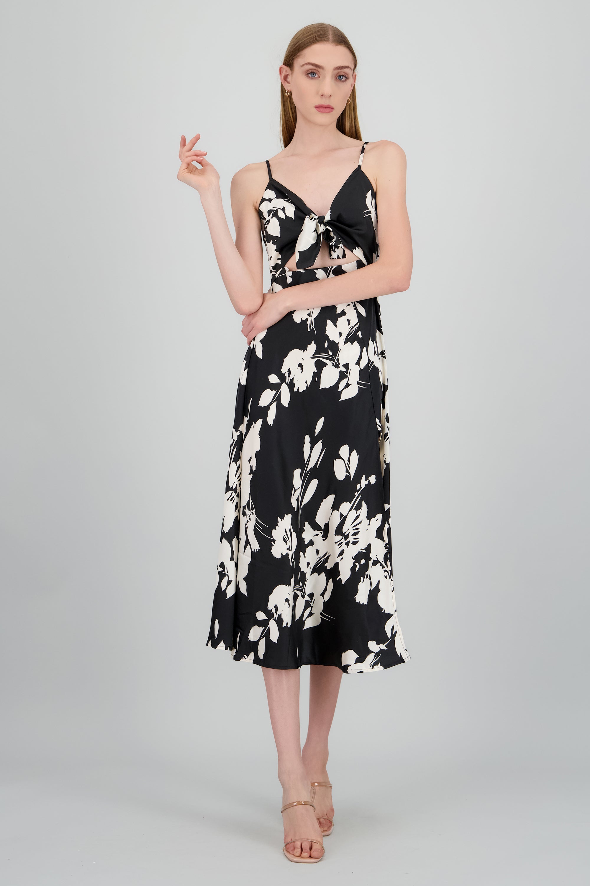 Vestido tirantes detalle abertura NEGRO COMBO