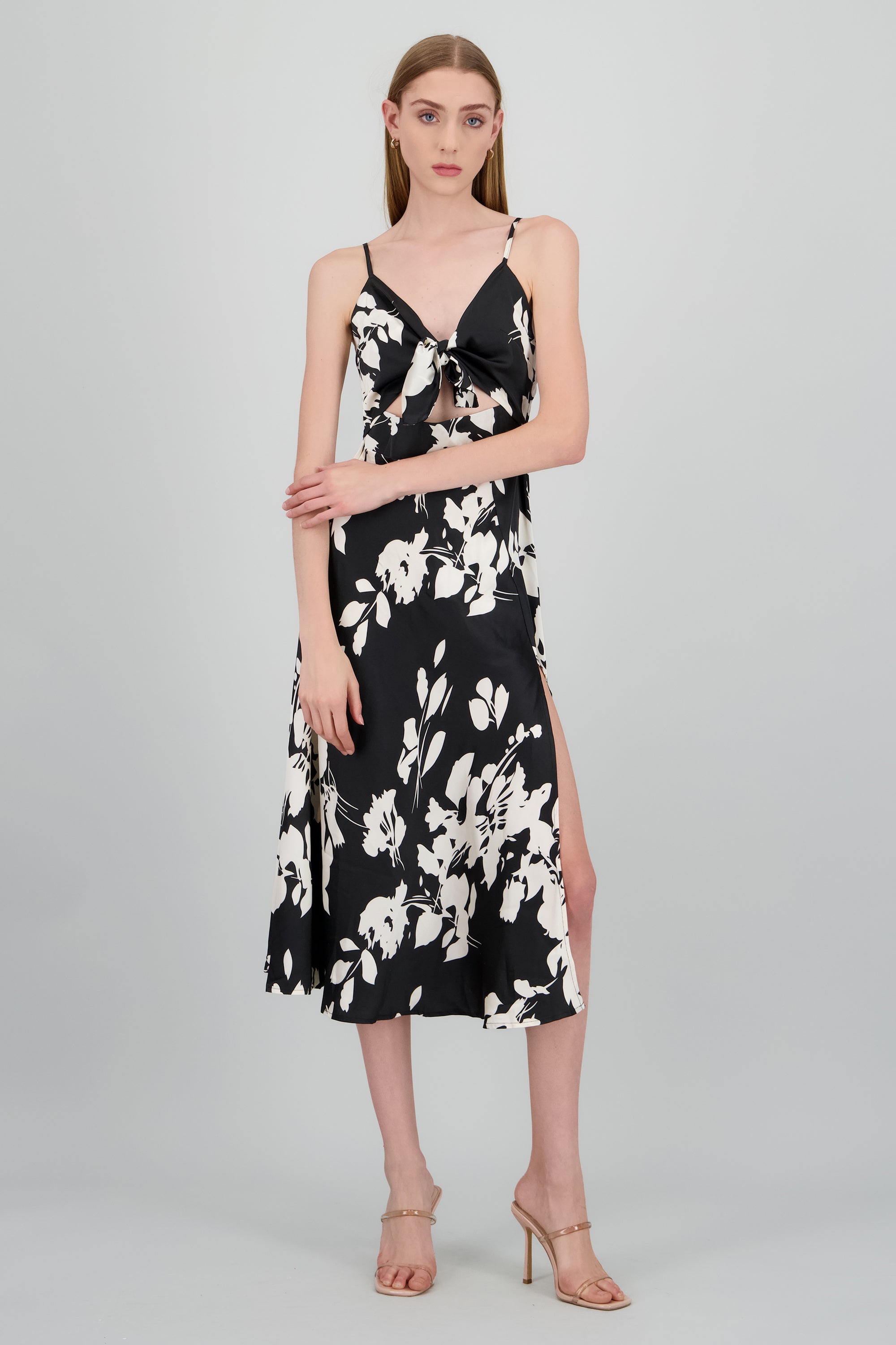 Vestido tirantes detalle abertura NEGRO COMBO