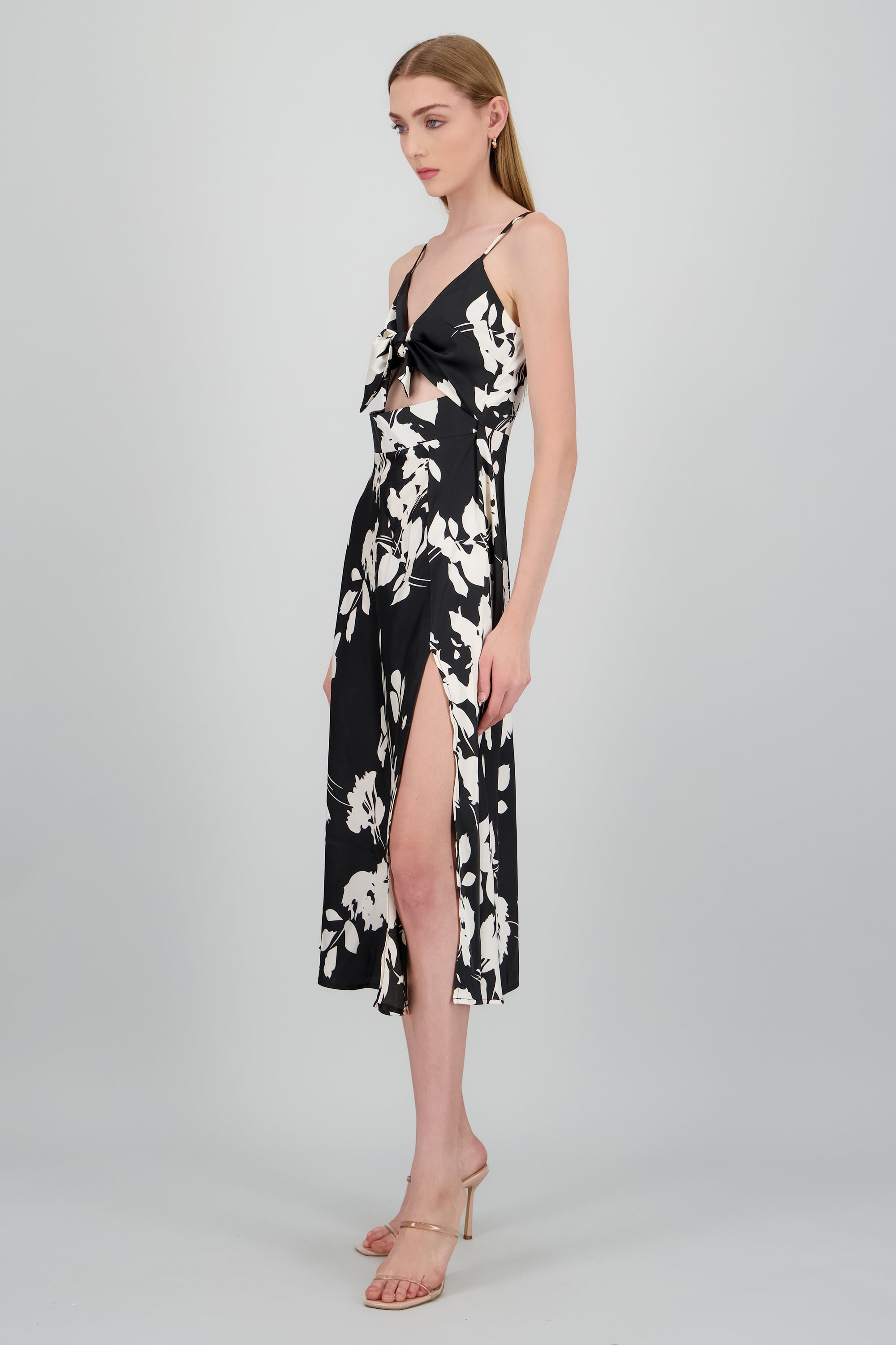 Vestido tirantes detalle abertura NEGRO COMBO