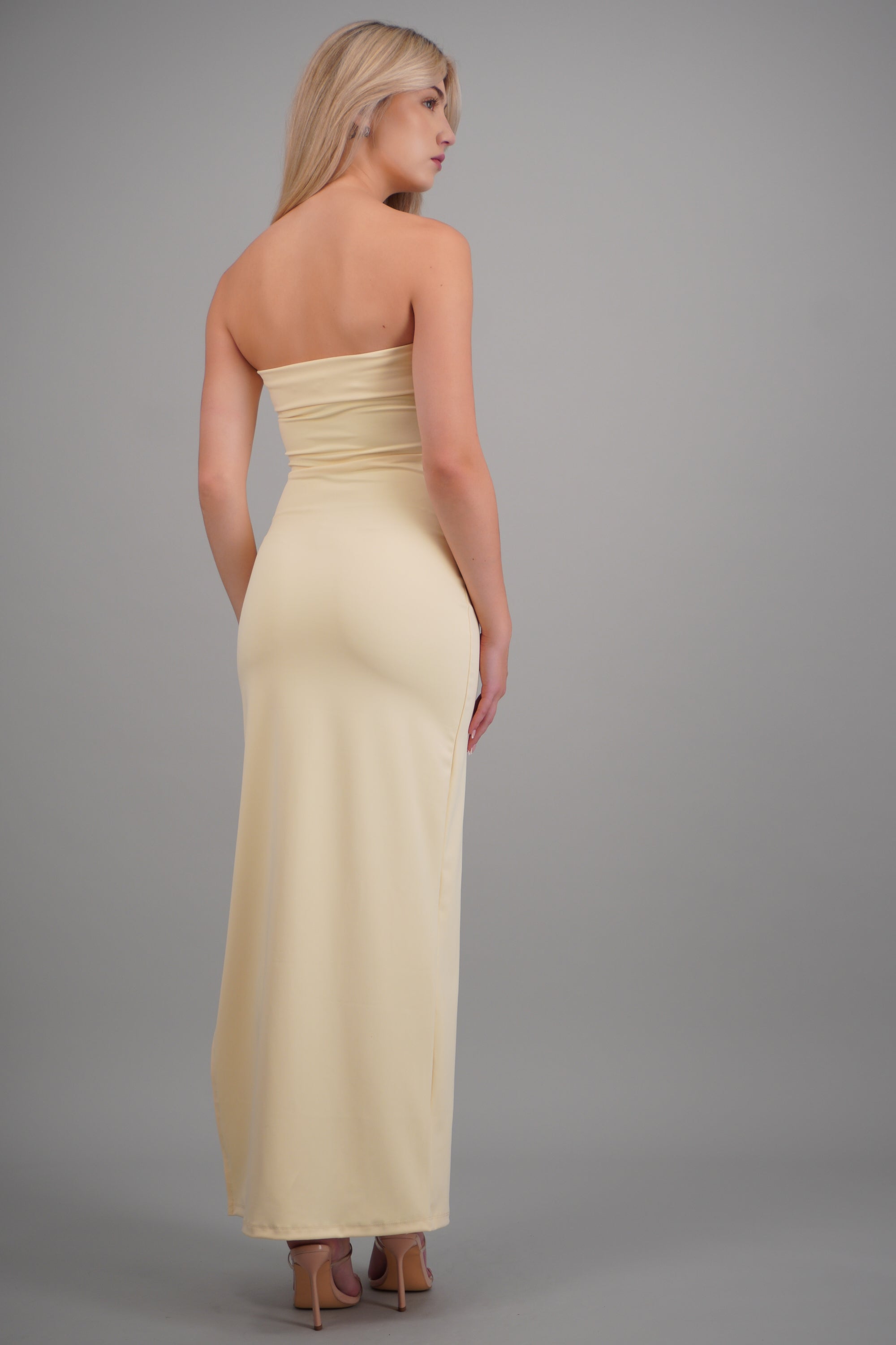 Vestido tubo con doblez AMARILLO PASTEL