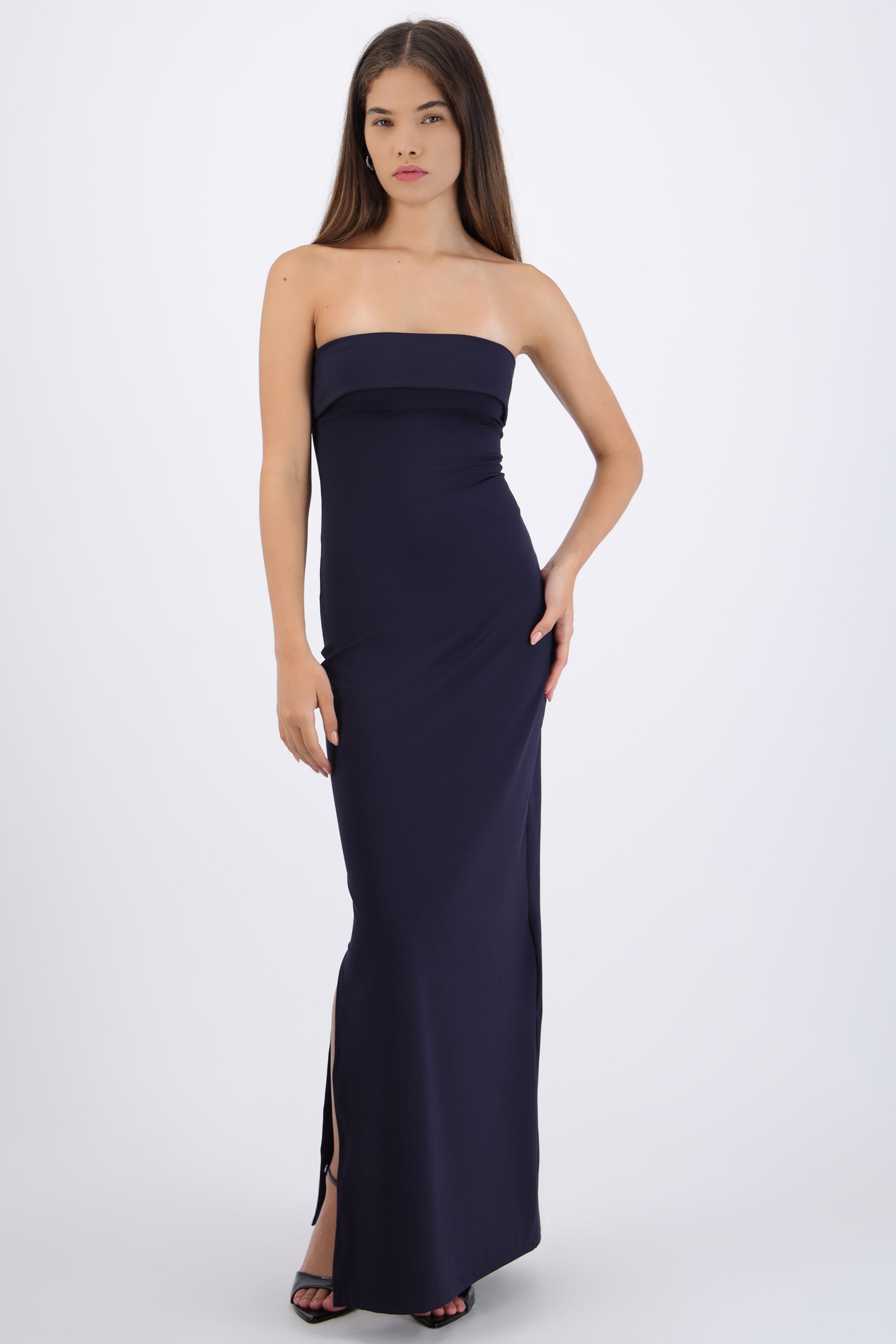 Vestido tubo con doblez AZUL MARINO