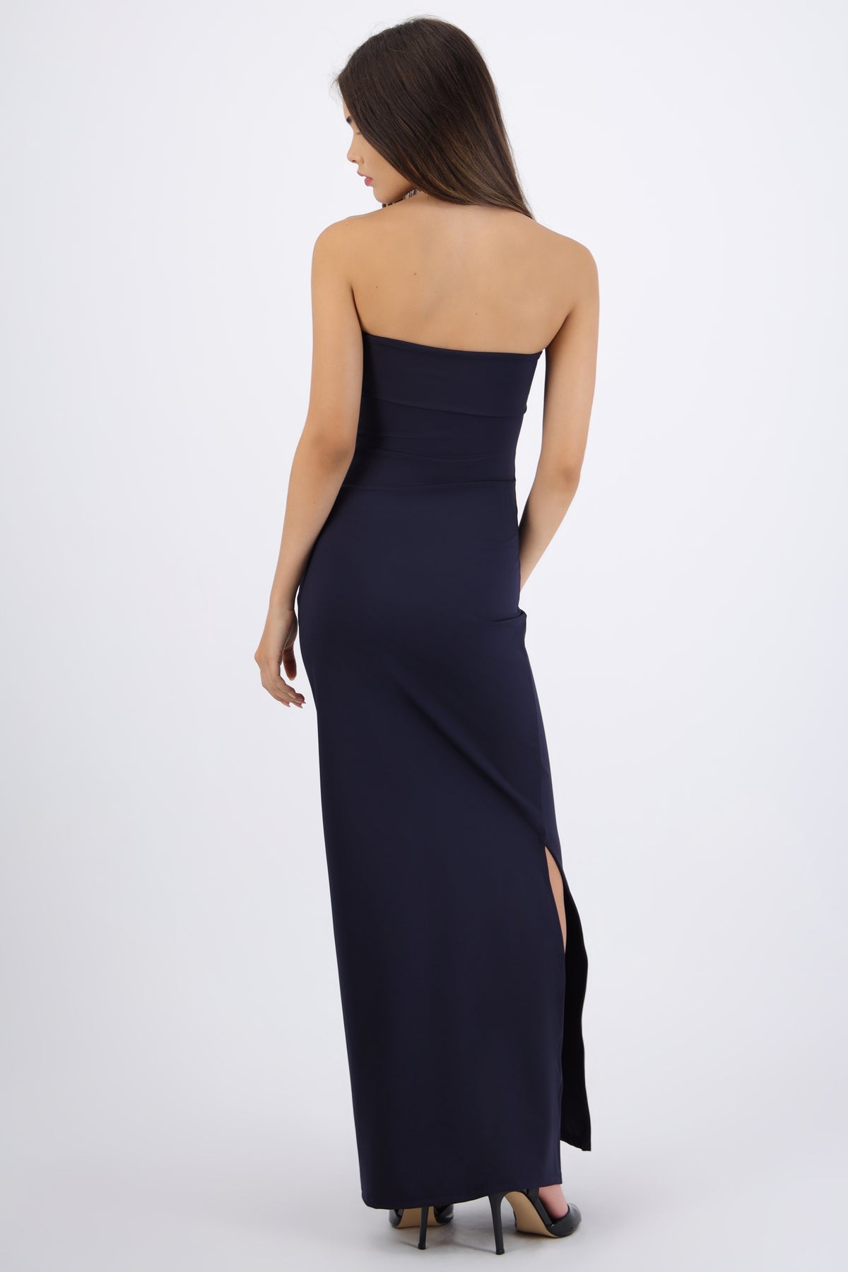 Vestido tubo con doblez AZUL MARINO