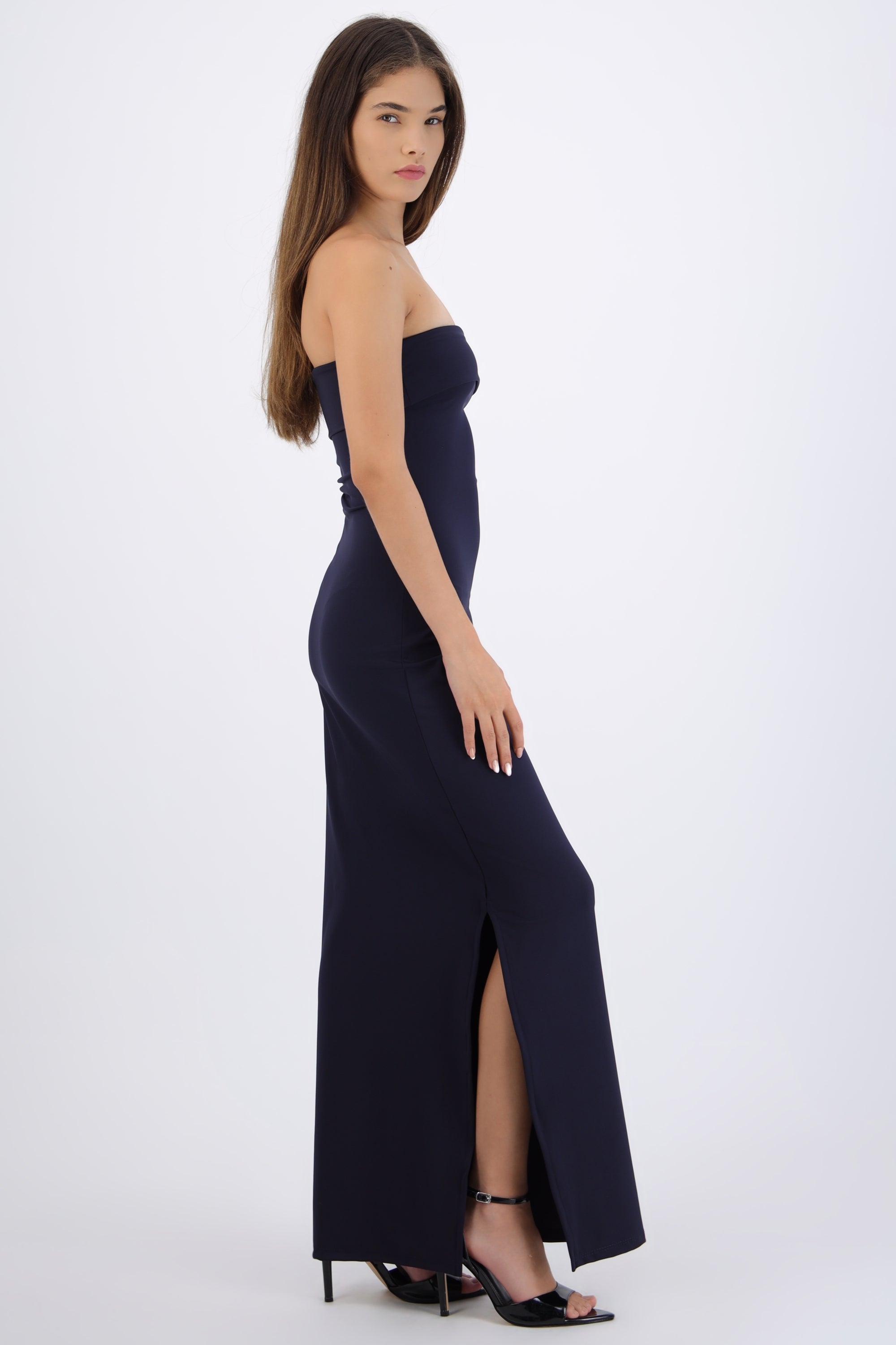 Vestido tubo con doblez AZUL MARINO