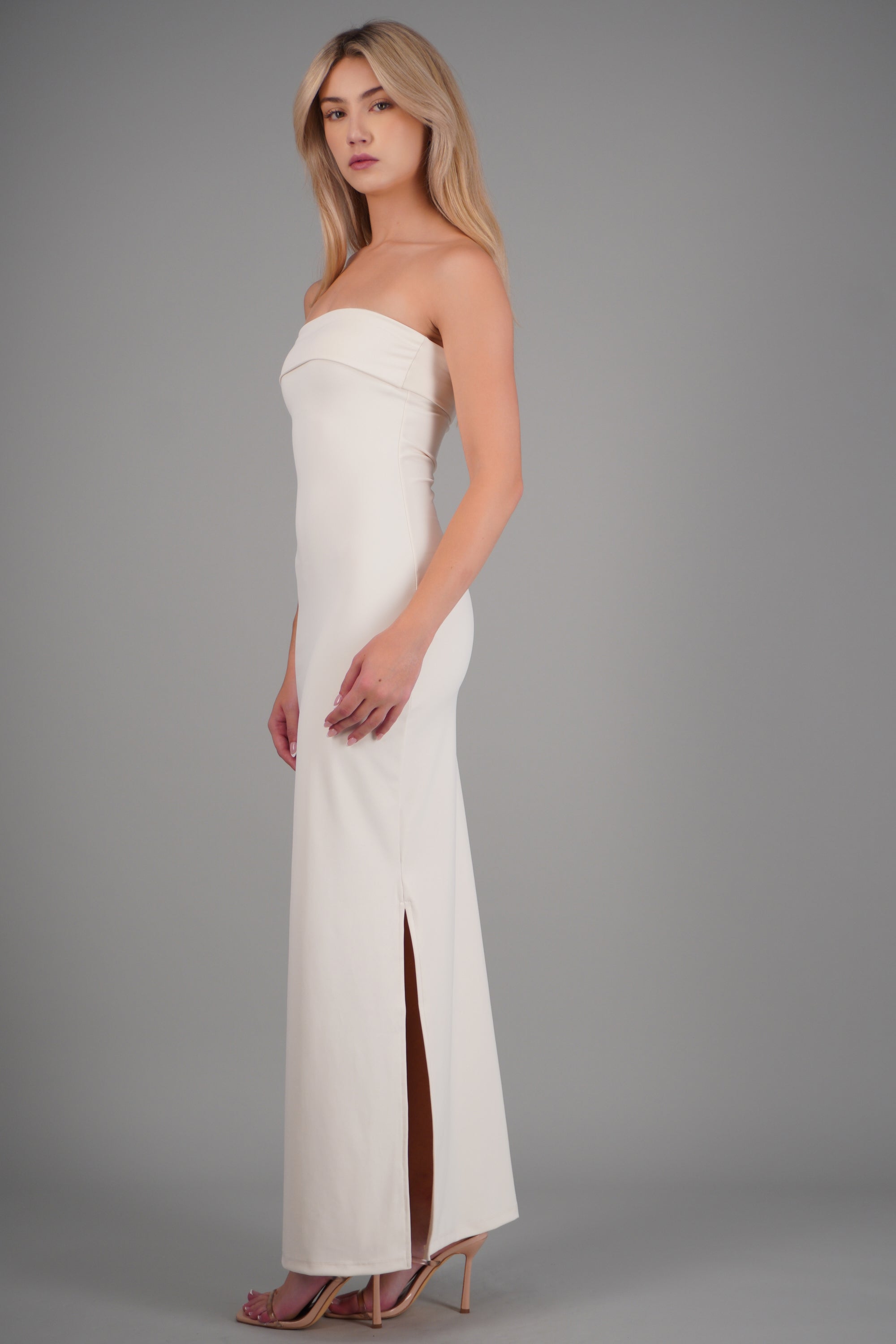 Vestido tubo con doblez HUESO