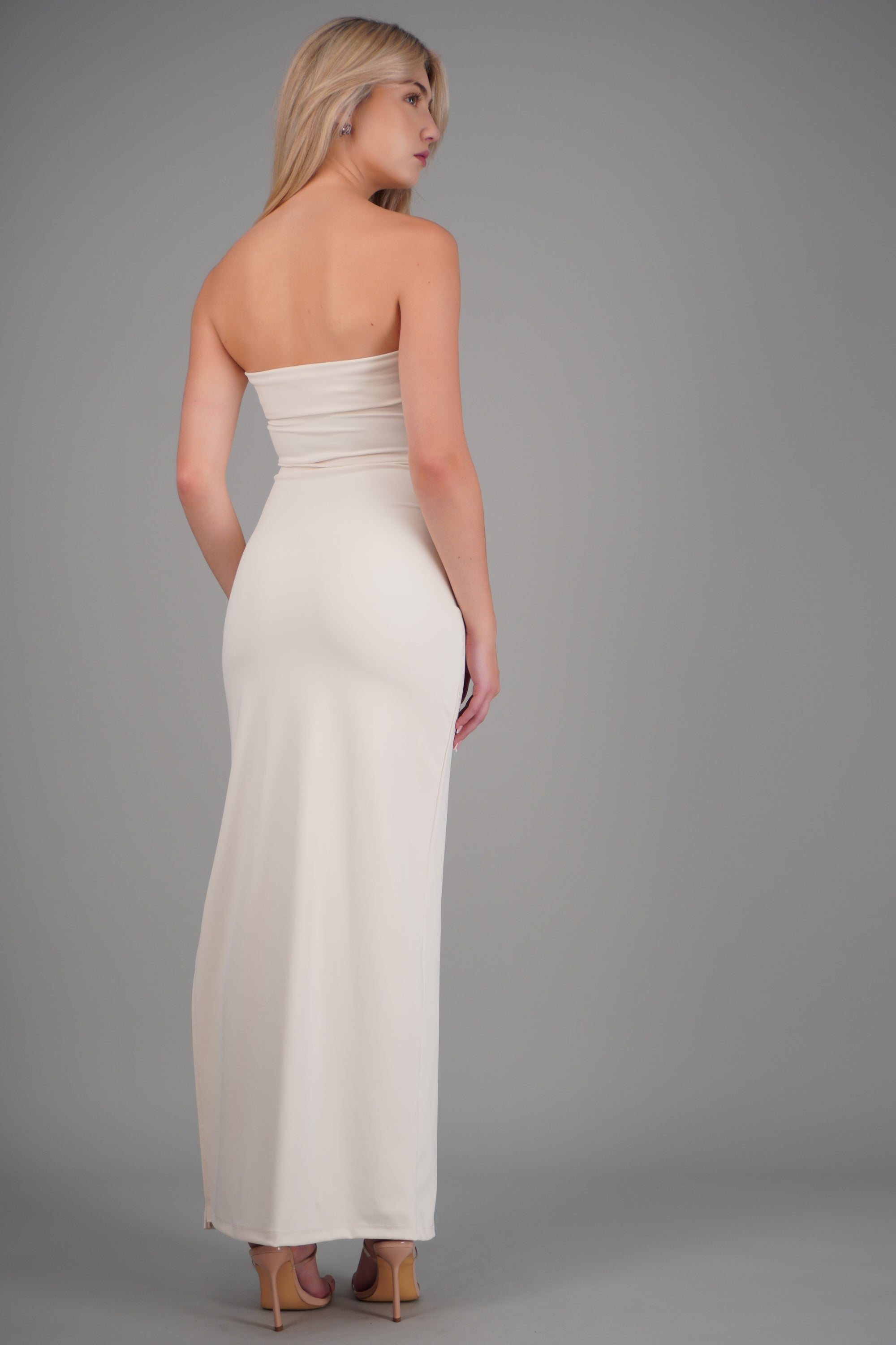 Vestido tubo con doblez HUESO