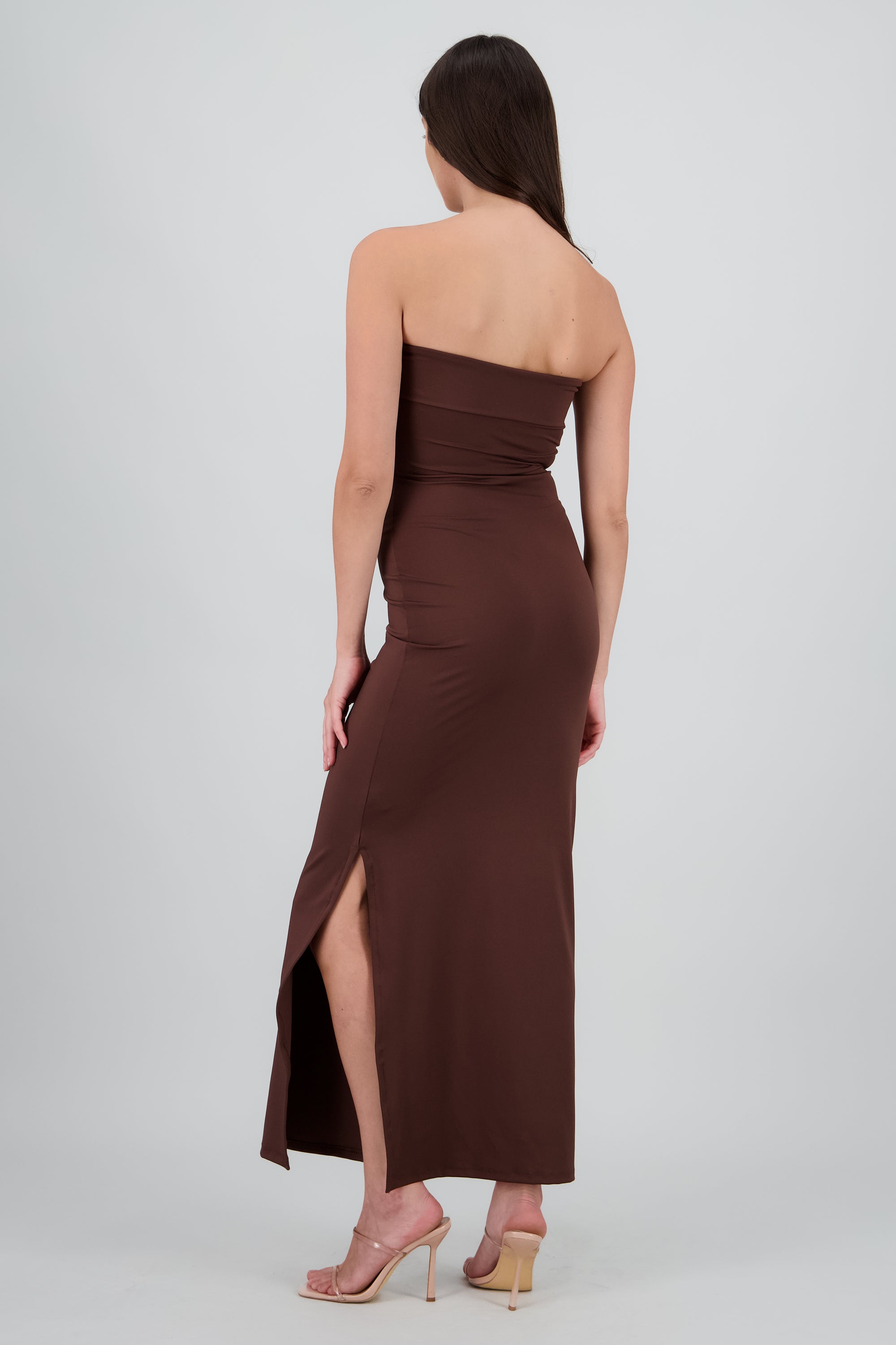 Vestido tubo con doblez CHOCOLATE
