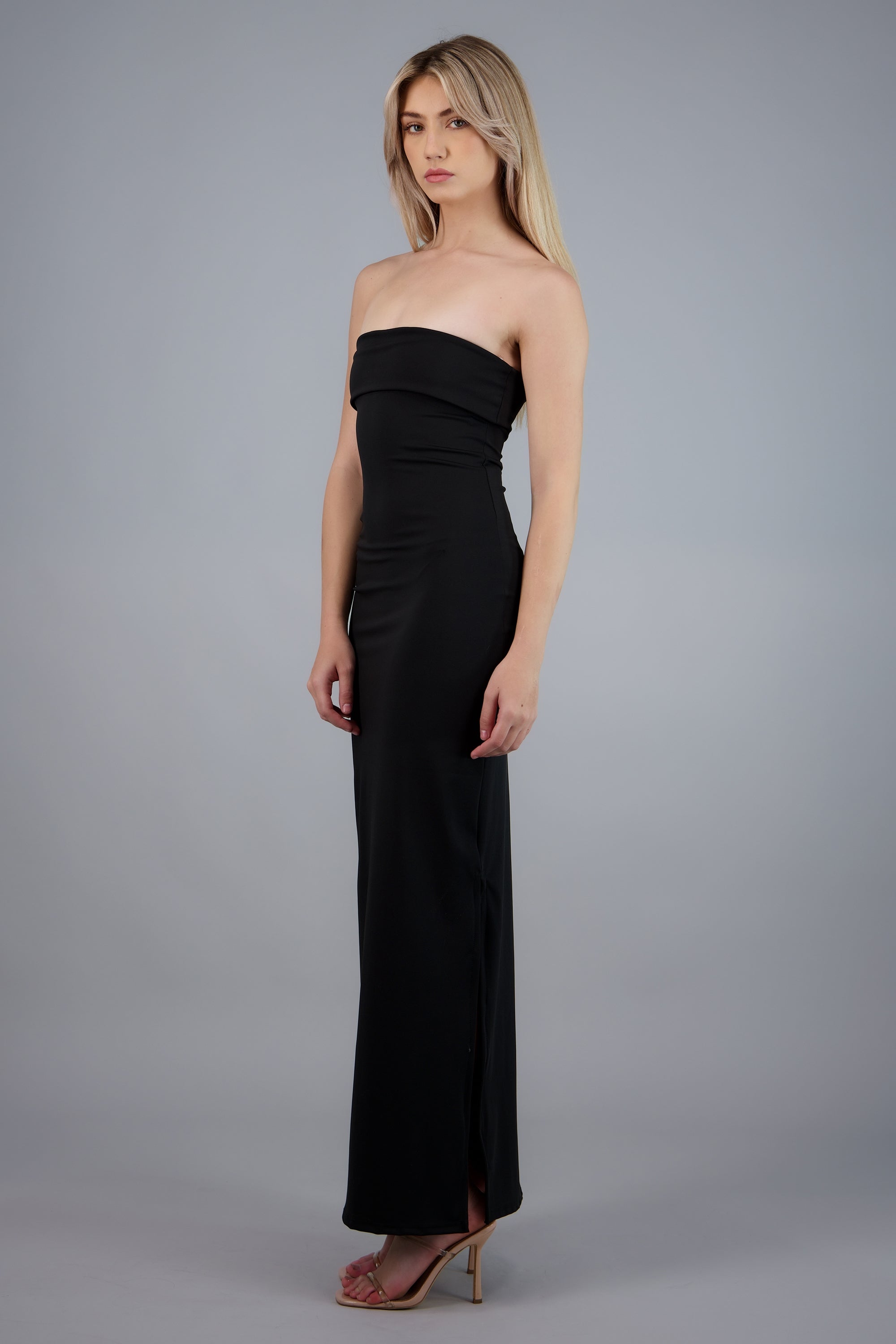 Vestido tubo con doblez NEGRO